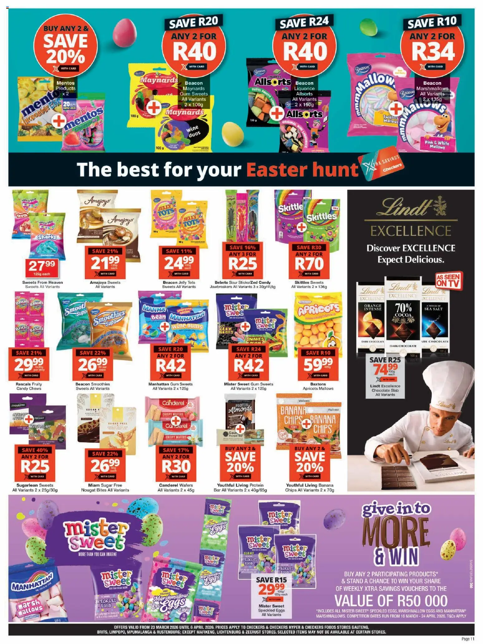 New Checkers catalogue – valid from 23.03.2026 | Page: 11 | Products: Dates, Eggs, Chocolate, Salt