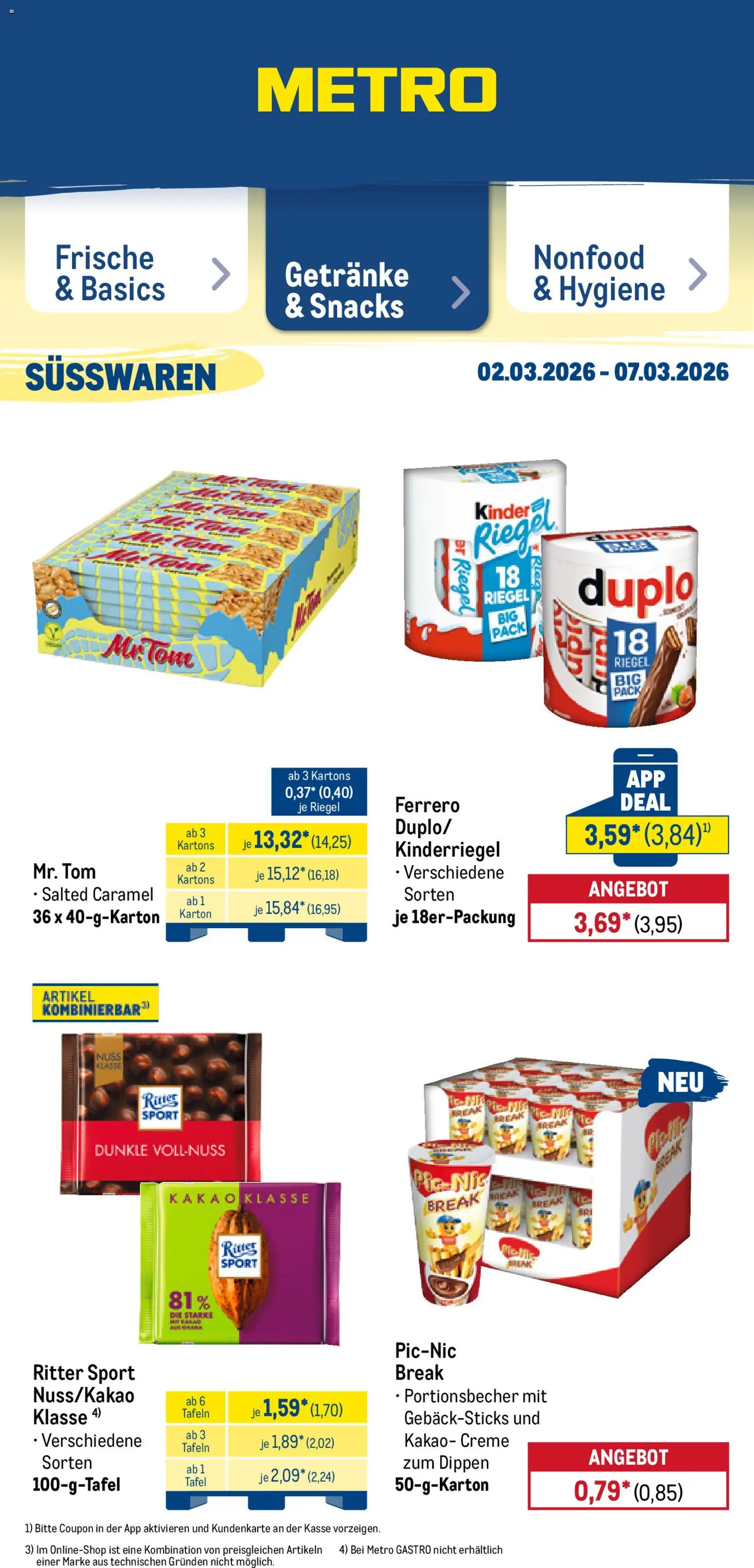 Metro Prospekt 	 – gültig ab 02.03.2026 | Seite: 25 | Produkte: Ritter sport, Kinder riegel, Creme, Duplo riegel