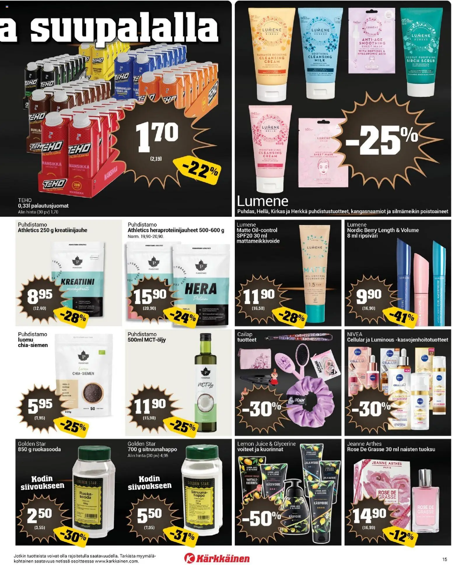 Kärkkäinen - Black Friday – voimassa 19.11.2025 alkaen | Sivu: 15 | Tuotteet: Tuoksu, Ripsiväri, Kuorinta, Käsivoide