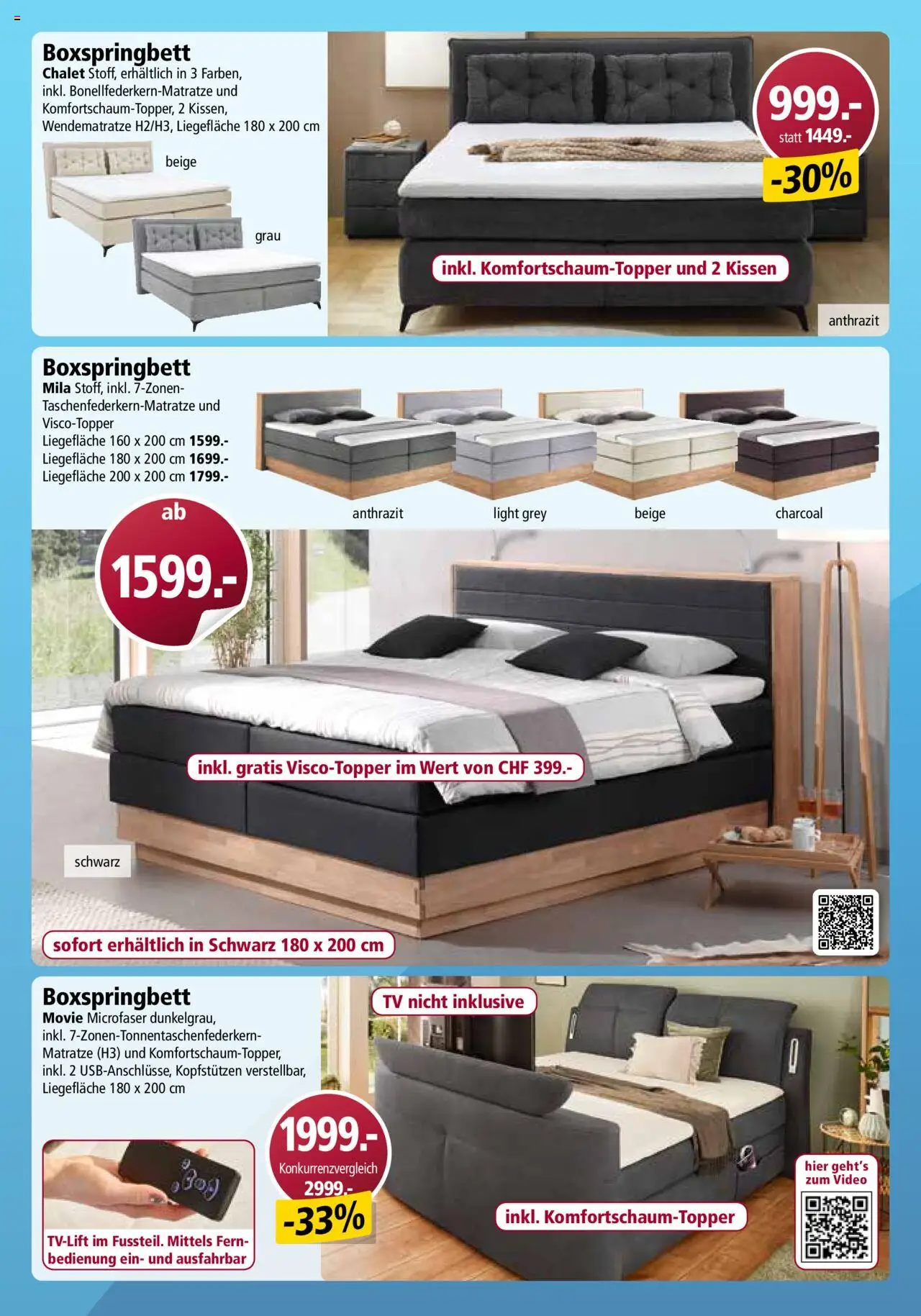 Otto's Aktionen Online Katalog ab 25.08.2025 | Seite: 30 | Produkte: Matratze, Kissen, TV, Boxspringbett