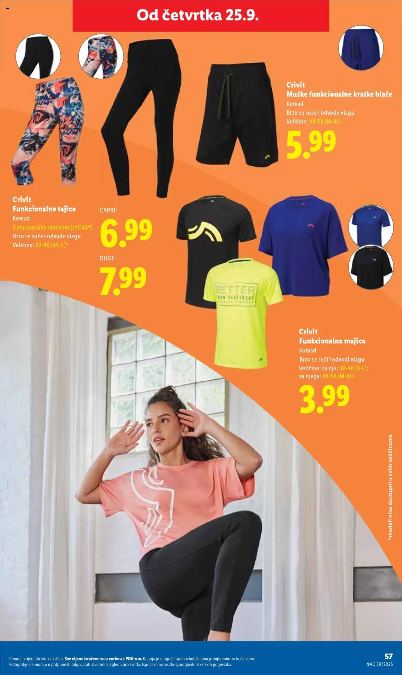 Lidl katalog | vrijedi od 22.09.2025 | Stranica: 57 | Proizvodi: Majica, Hlače, Kratke hlače, Tajice