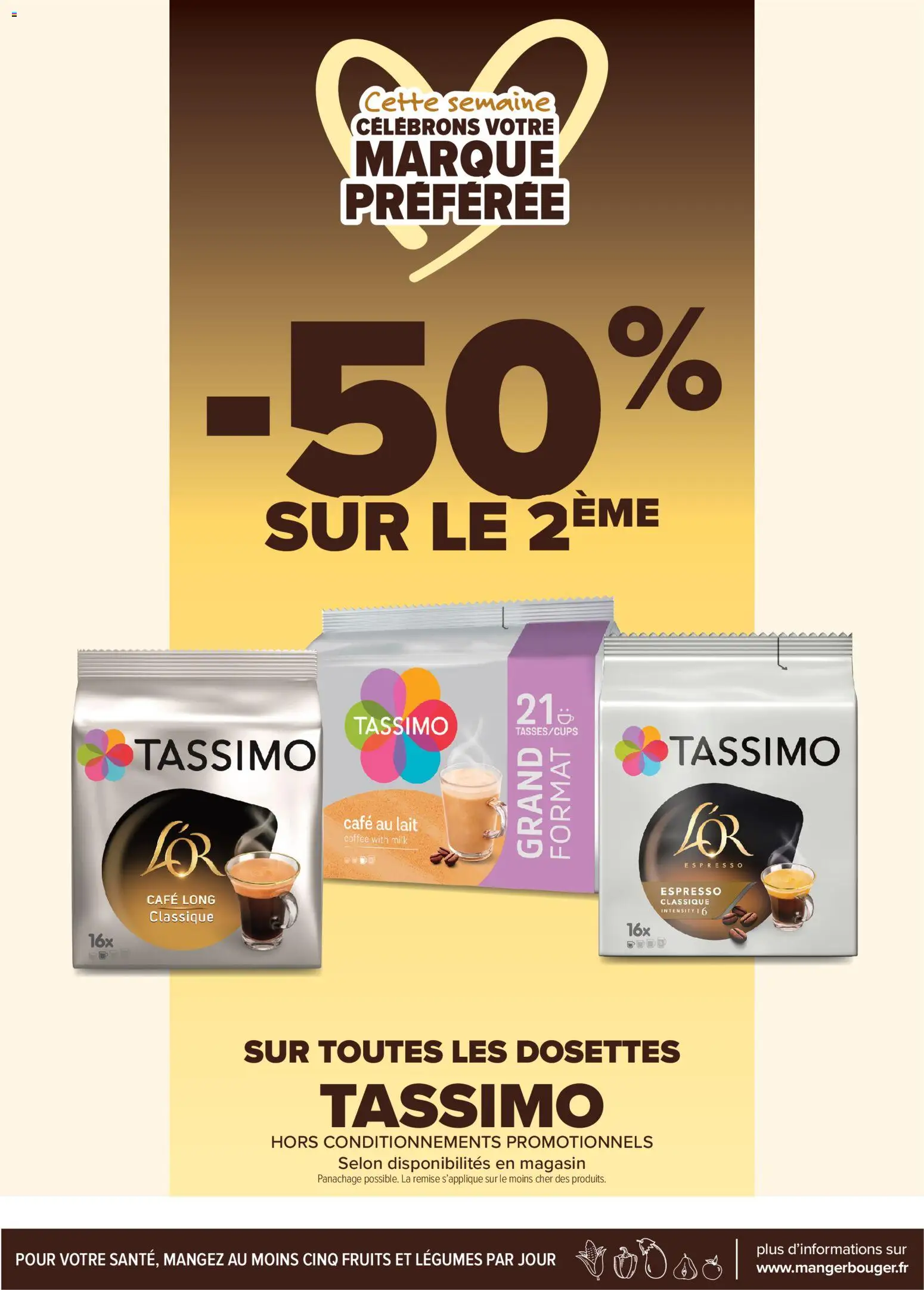 {H1} | Page: 5 | Produits: Tassimo, Dosettes Tassimo, Lait, Café