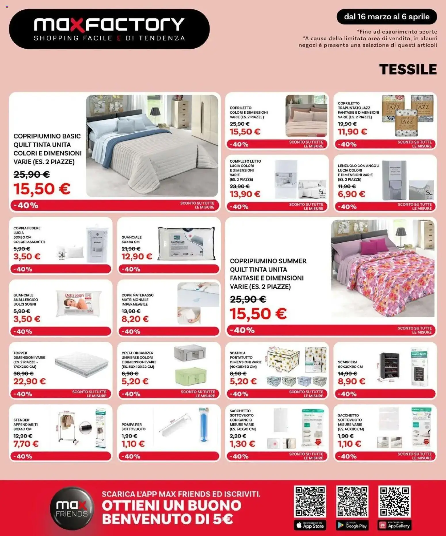 Volantino Max Factory del 16.03.2026 | Pagina: 19 | Prodotti: Copripiumino, Letto, Copriletto, Coprimaterasso