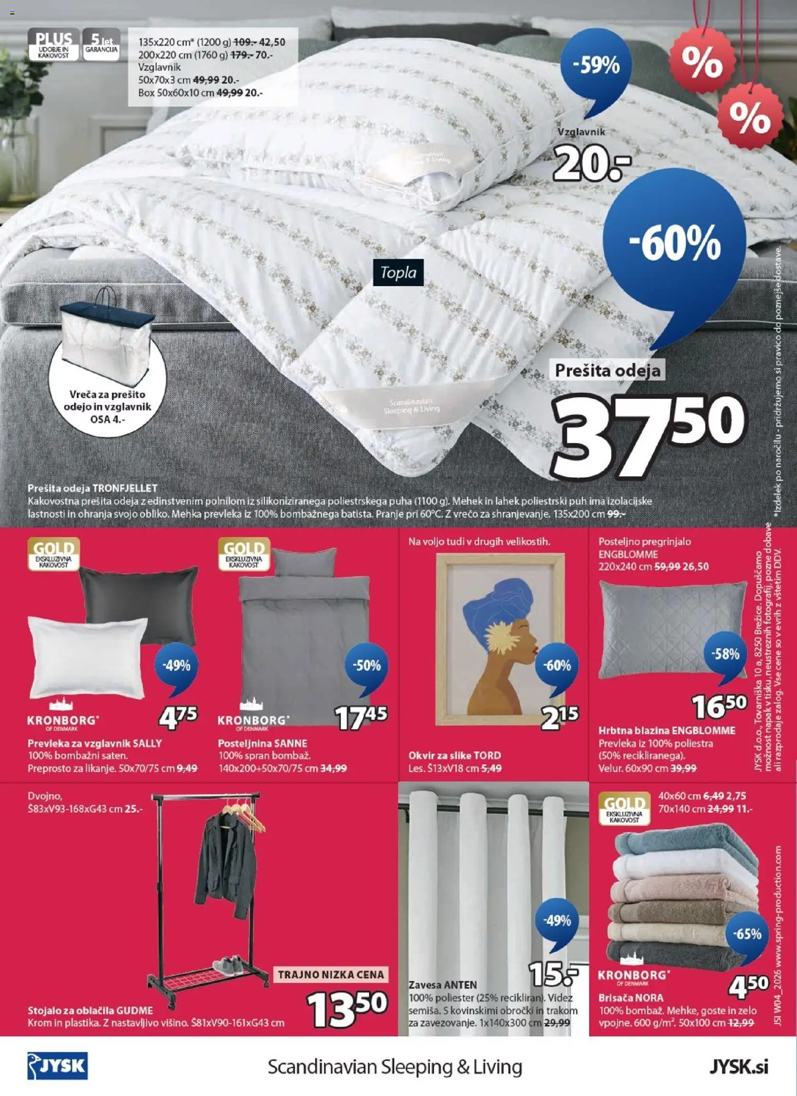 Novi JYSK katalog ponudbe – veljaven od 21.01.2026 | Stran: 12 | Izdelki: Prešita odeja, Vzglavnik, Blazina, Oblacila