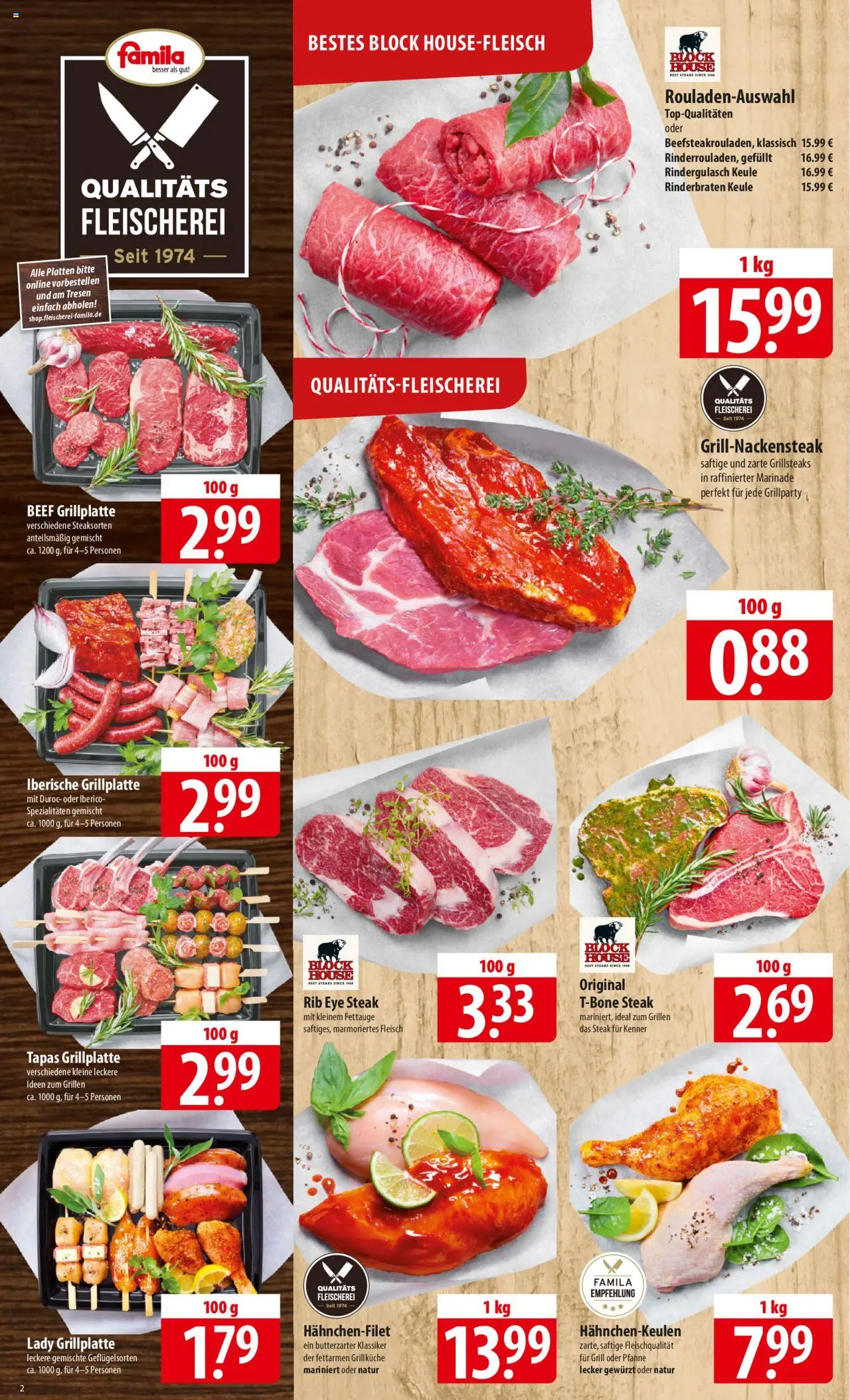 Famila Prospekt 	 - gültig ab dem 30.06.2025 | Seite: 2 | Produkte: Rinderbraten, Grill, Rindergulasch, Steak