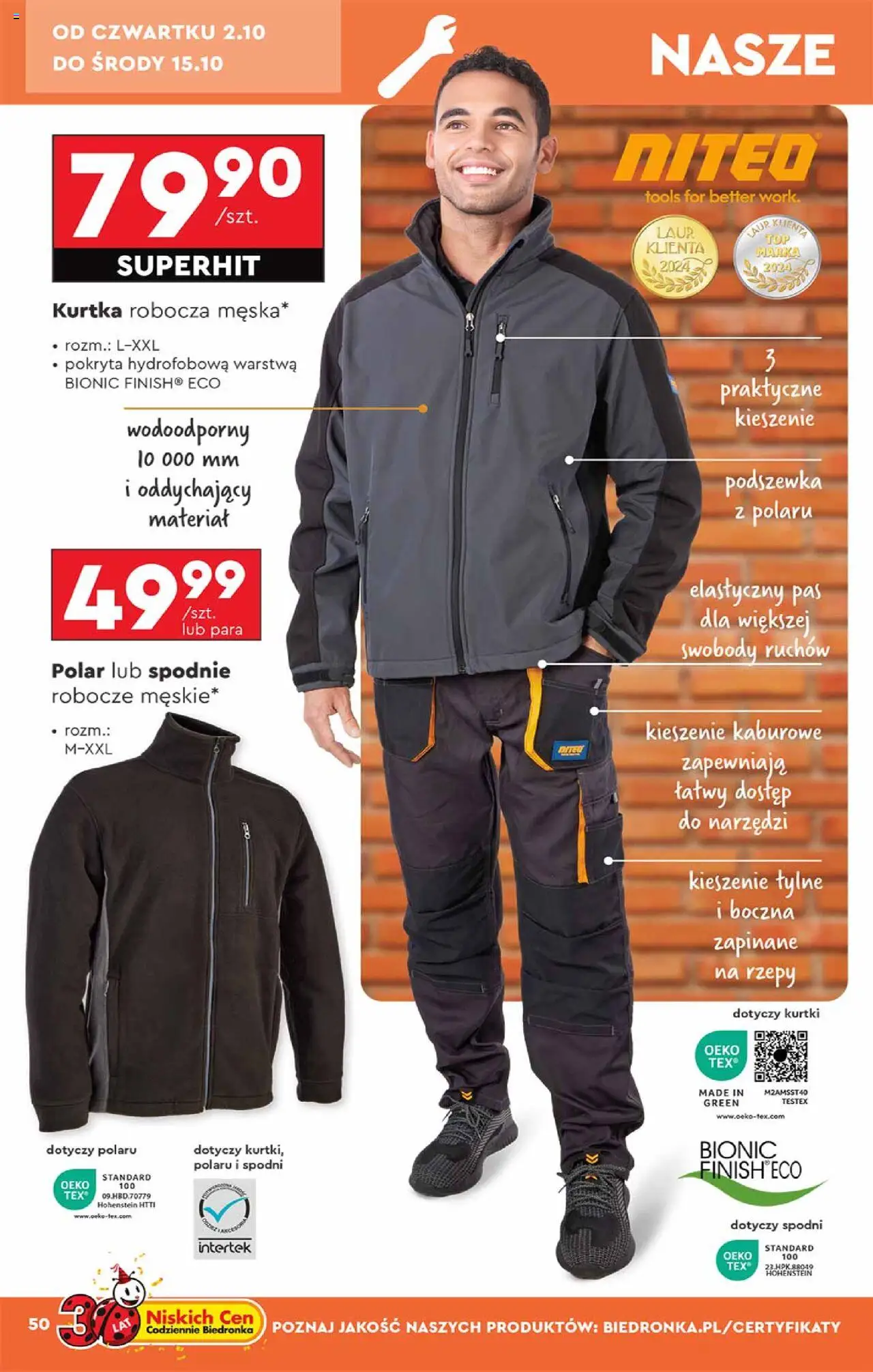 Biedronka gazetka - Hity i inspiracje od 29.09.2025 | Strona: 50 | Produkty: Kurtka, Spodnie, Finish