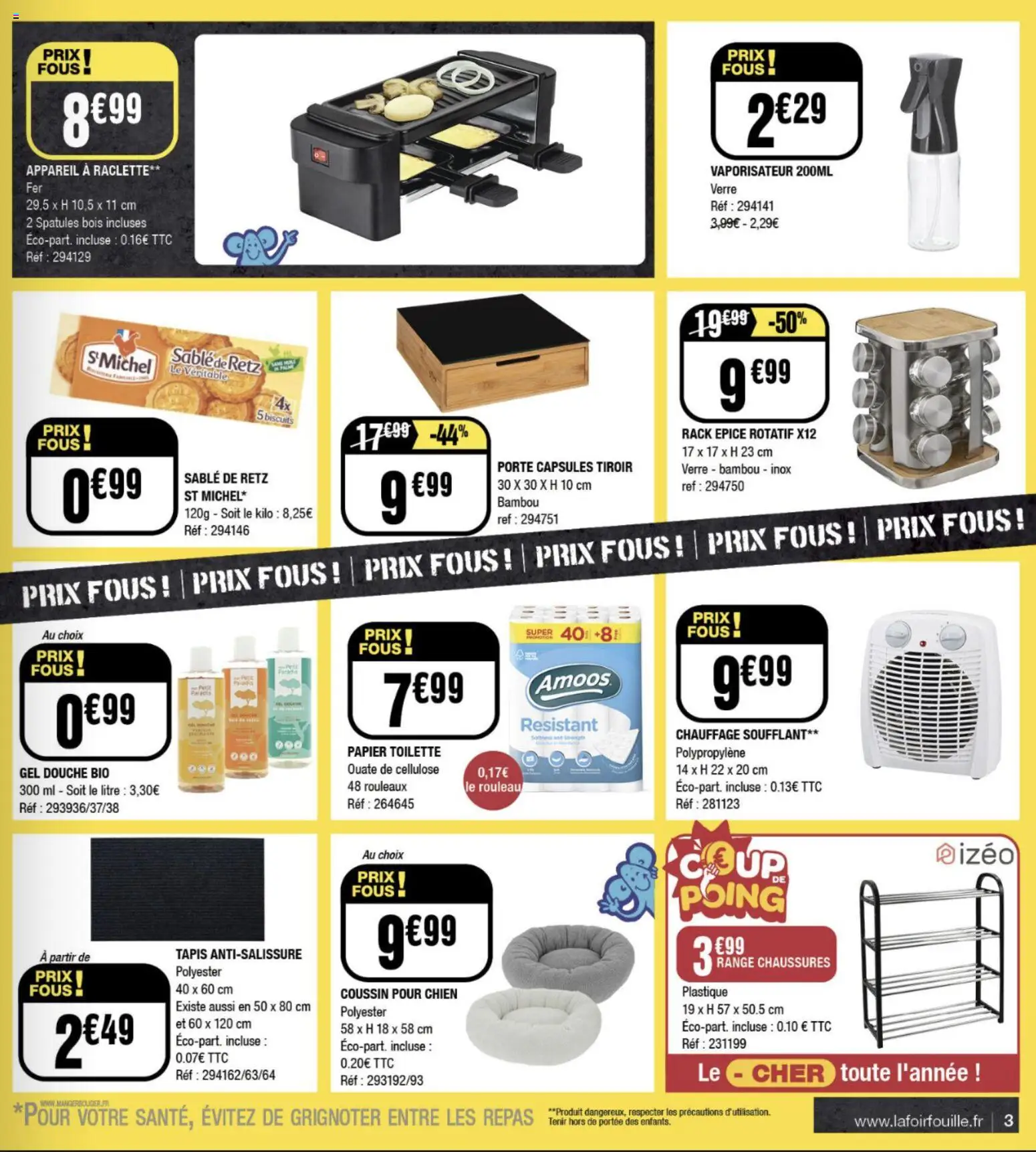 {H1} | Page: 3 | Produits: Rouleau, Porte, Vaporisateur, Range chaussures
