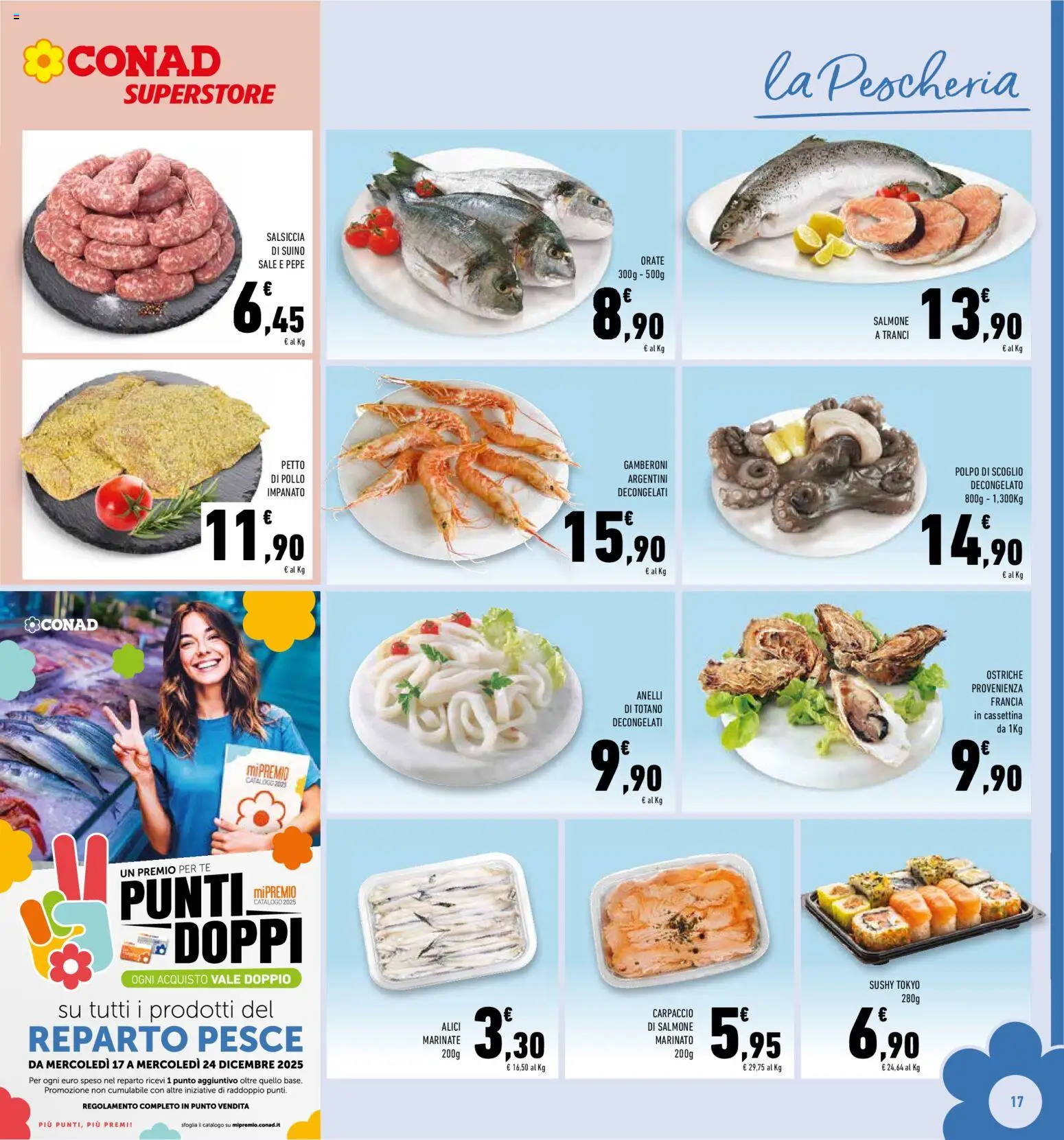 Volantino Conad del 10.12.2025 | Pagina: 17 | Prodotti: Pepe, Salsiccia, Gamberoni, Alici