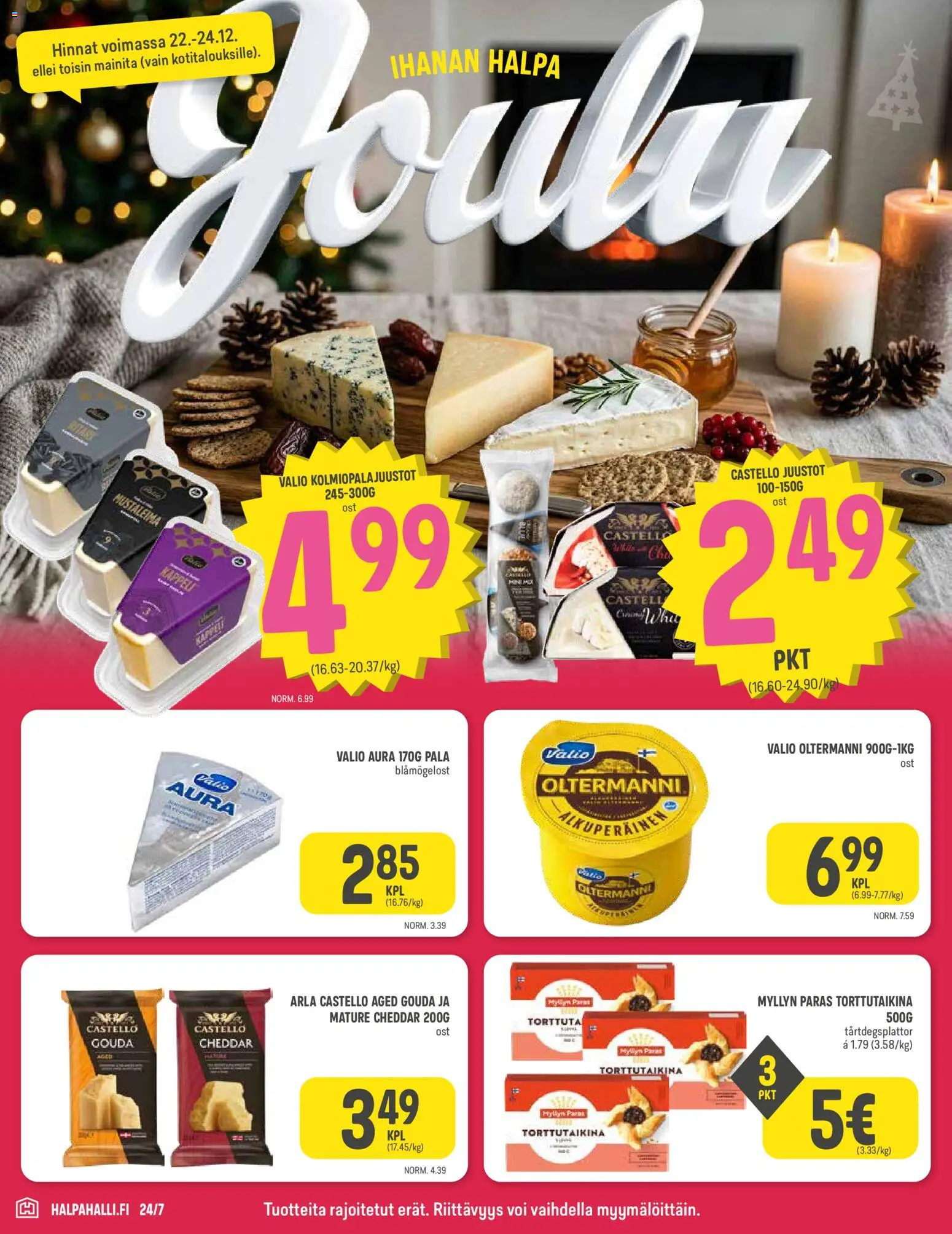 Halpa Halli tarjoukset - Joulu – voimassa 22.12.2025 alkaen | Sivu: 2 | Tuotteet: Cheddar, Voi
