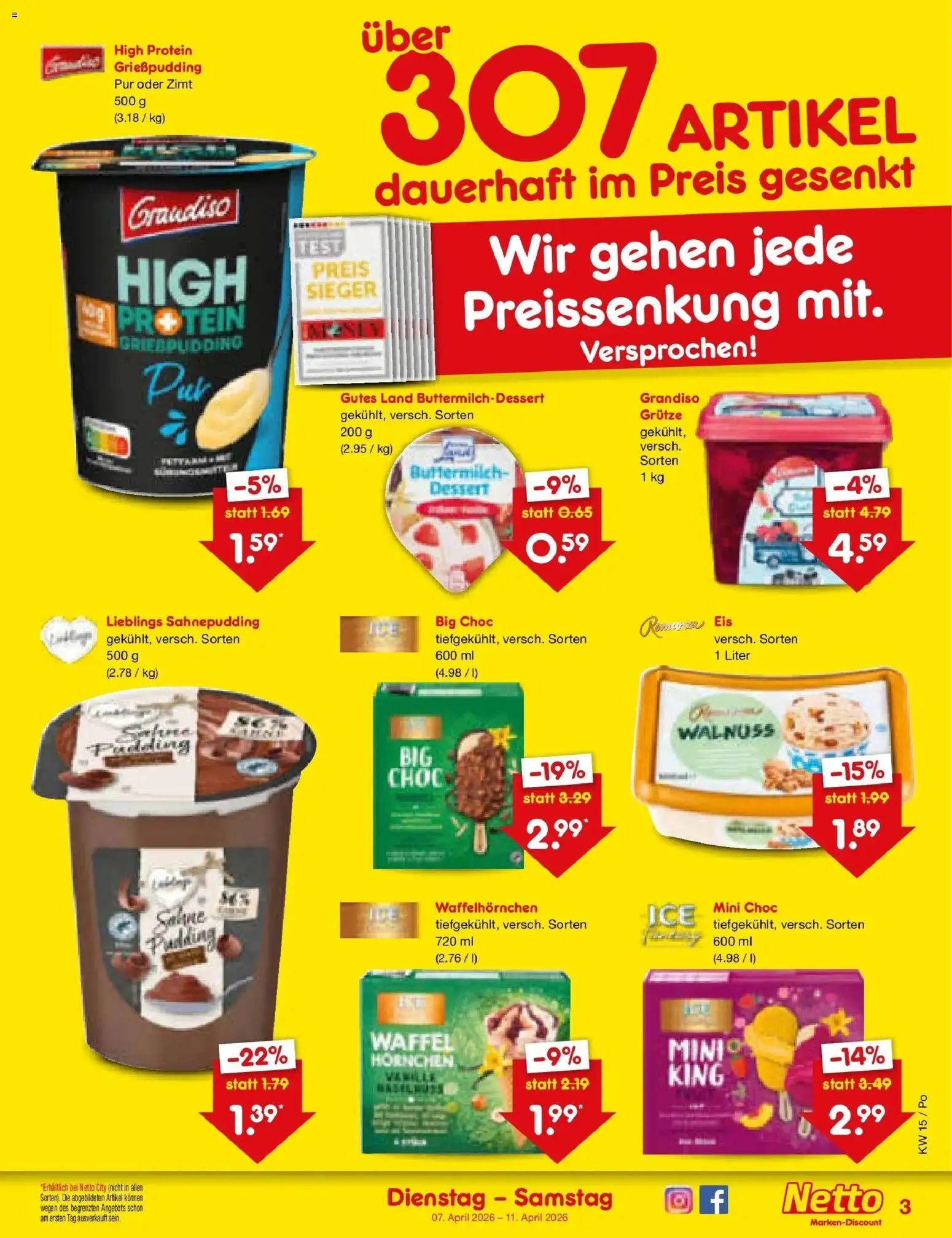 Netto Marken-Discount Prospekt Selb	 – gültig ab 05.04.2026 | Seite: 27 | Produkte: Buttermilch, Pudding, Eis