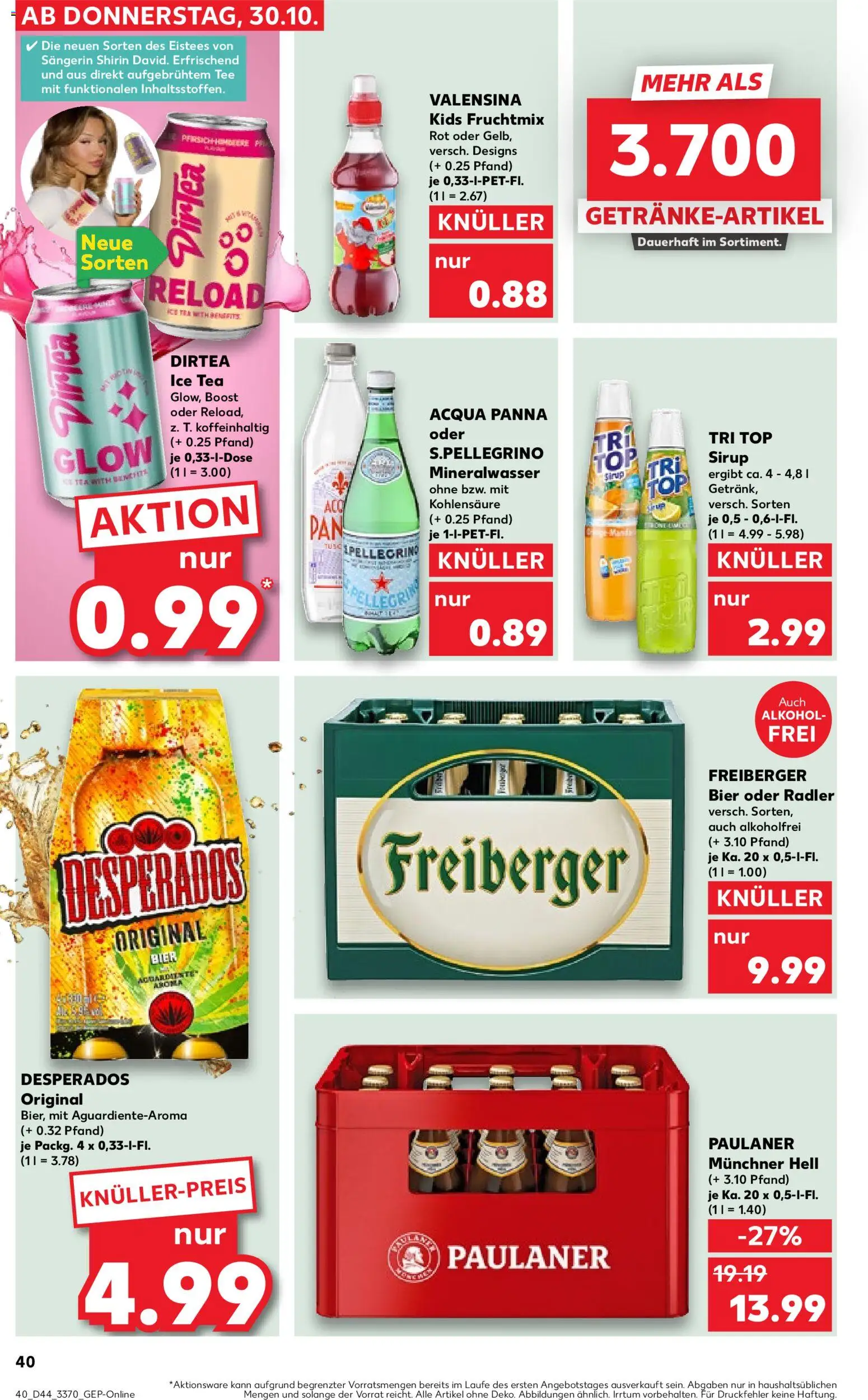 Kaufland prospekt Frankfurt (Oder)	 – gültig ab 30.10.2025 | Seite: 40 | Produkte: Top, Desperados, Tee, Paulaner