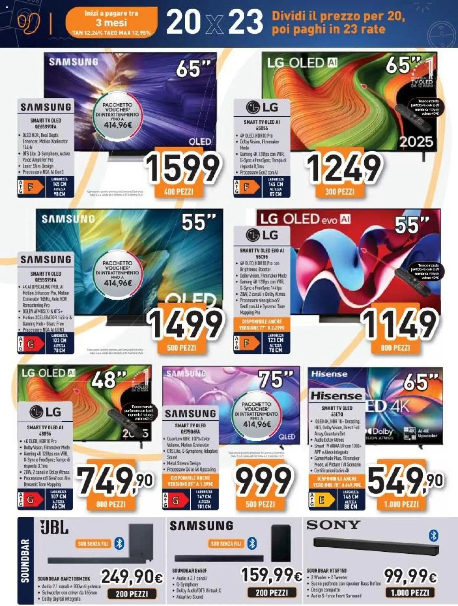 Volantino Unieuro del 04.11.2025 | Pagina: 2 | Prodotti: smart TV, Soundbar, TV, Audio