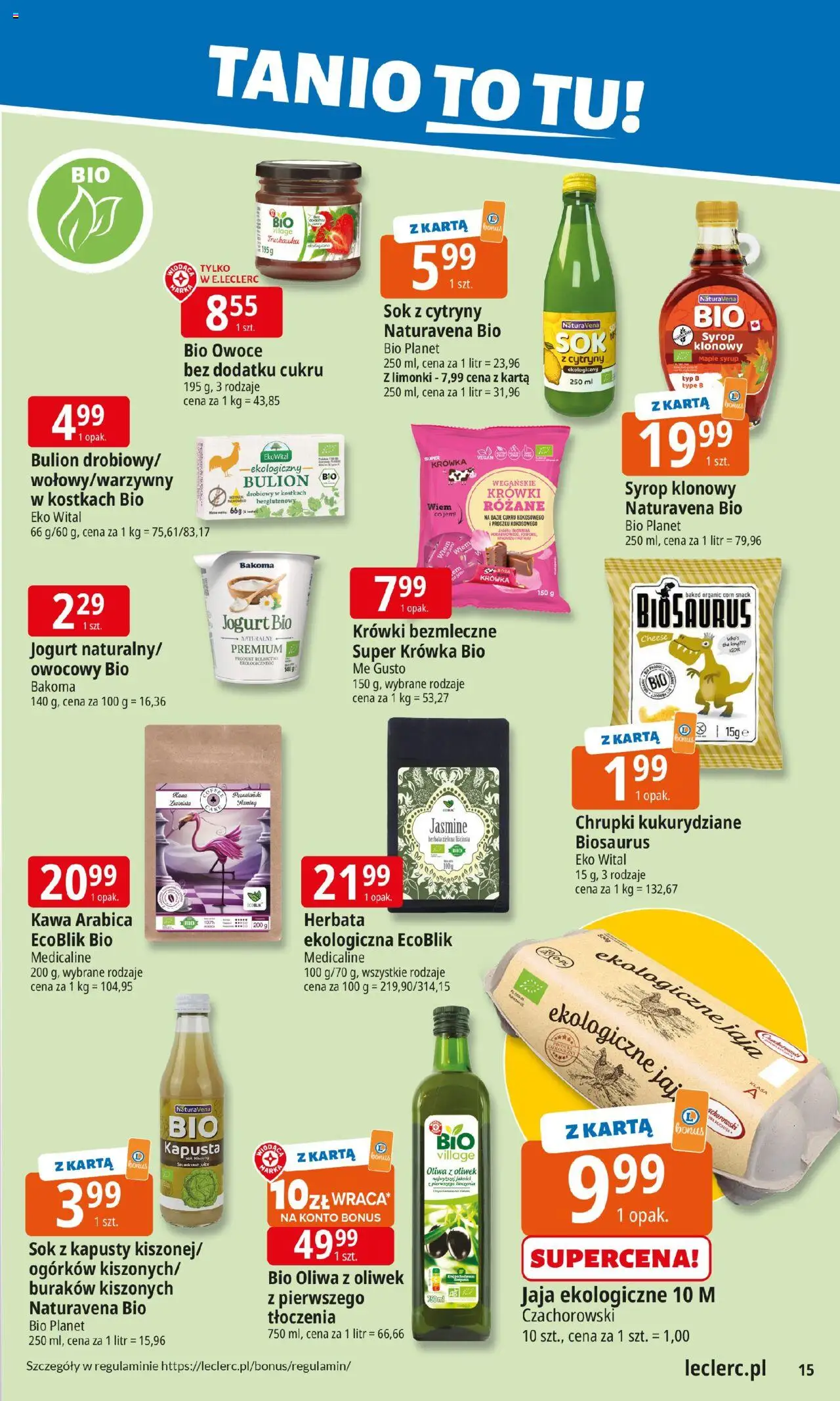 E.Leclerc Gazetka - Kłodzko od 20.10.2025 | Strona: 15 | Produkty: Syrop, Jogurt Bio, Sok z cytryny, Chrupki