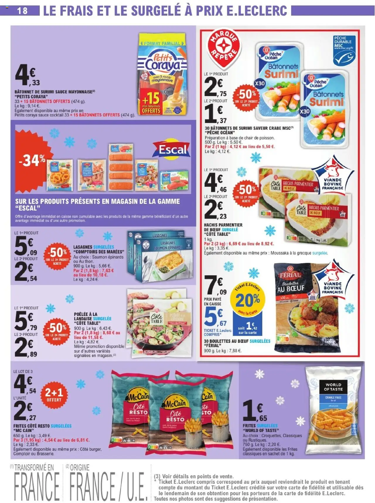  | Page: 18 | Produits: Frites surgelées, Pêche, Frites, Mayonnaise
