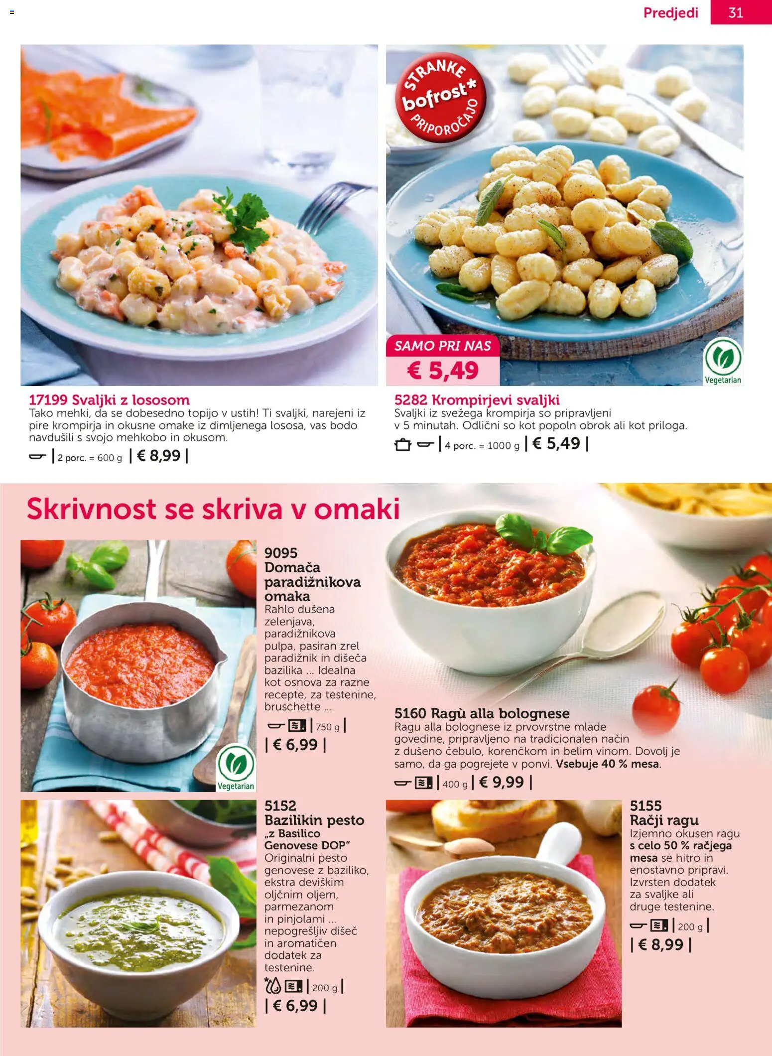 Novi Bofrost katalog ponudbe – veljaven od 04.03.2026 | Stran: 31 | Izdelki: Pesto, Paradiznik, Omaka