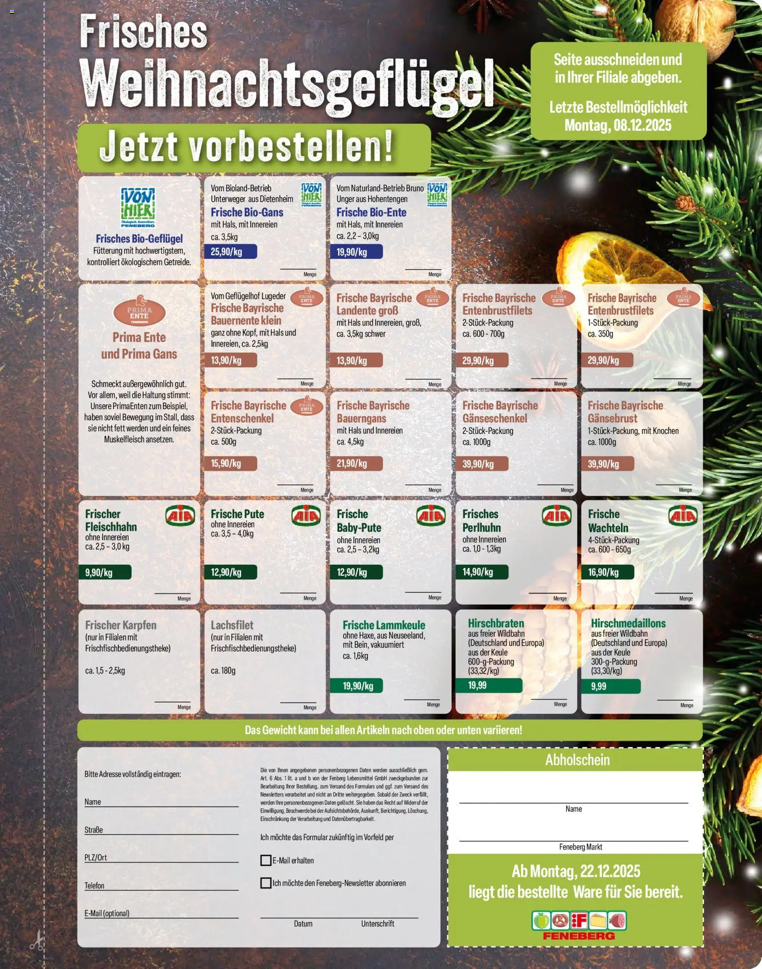 Feneberg Angebote – gültig ab 27.11.2025 | Seite: 5 | Produkte: Lammkeule, Gewicht, Telefon, Ente