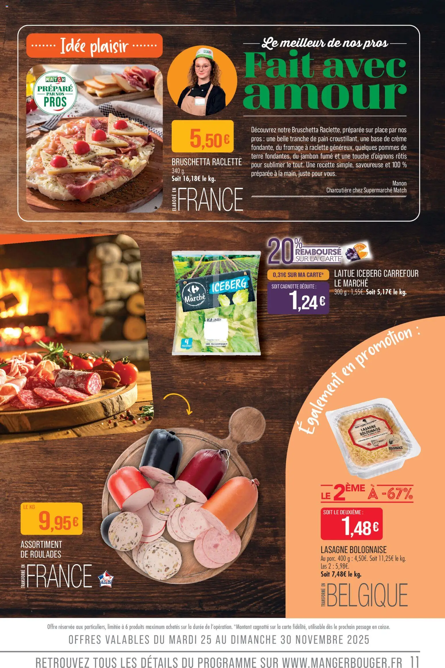 {H1} | Page: 11 | Produits: Raclette, Pain, Jambon, Pommes