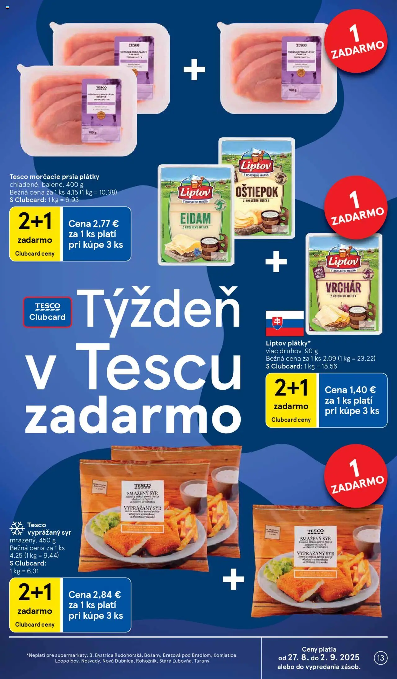 Tesco Supermarket - leták │ platný od 27.08.2025 | Strana: 13 | Produkty: Syr, Eidam