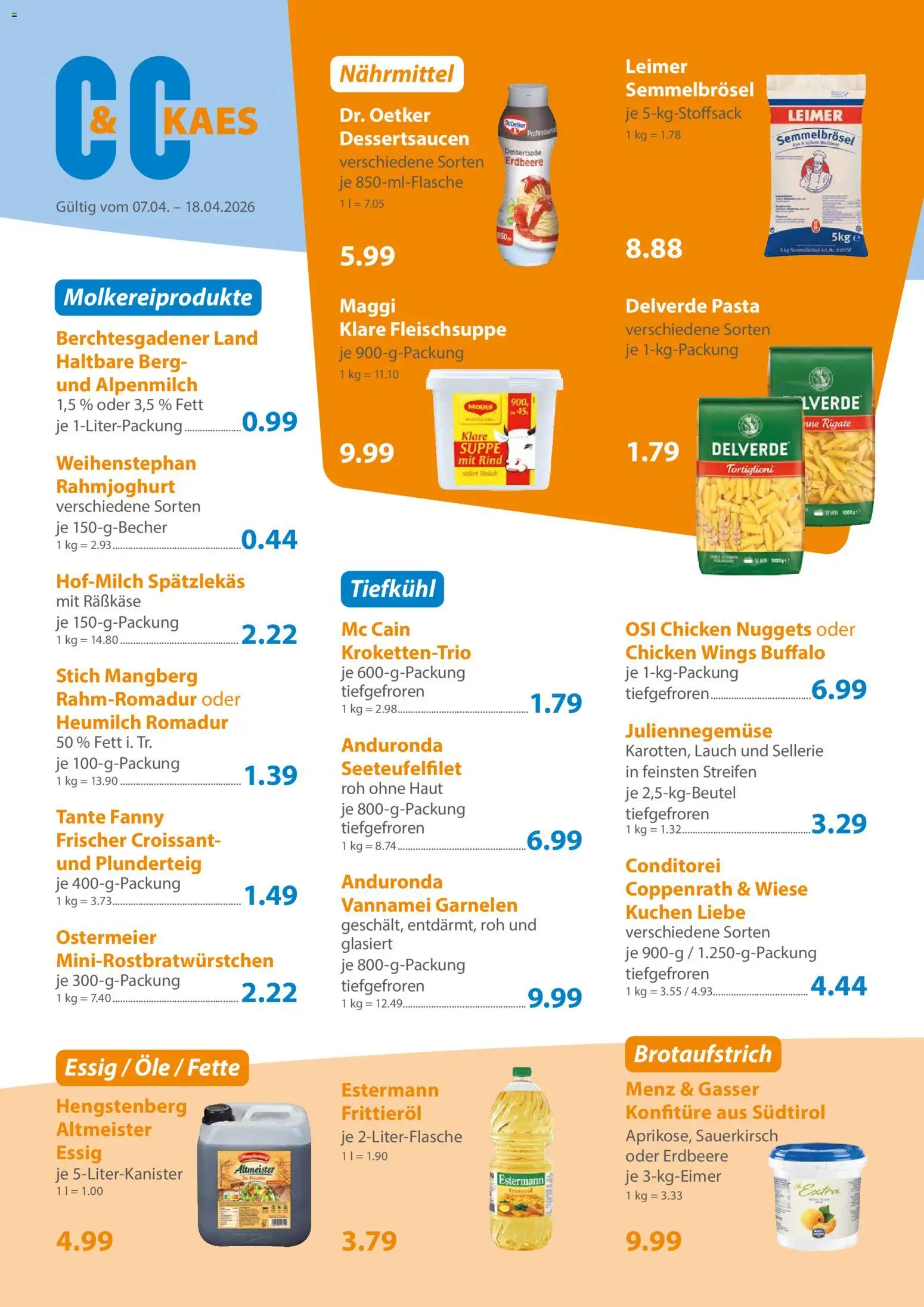 C&C Prospekt – gültig ab 07.04.2026 | Seite: 2 | Produkte: Maggi, Essig, Pasta, Kuchen