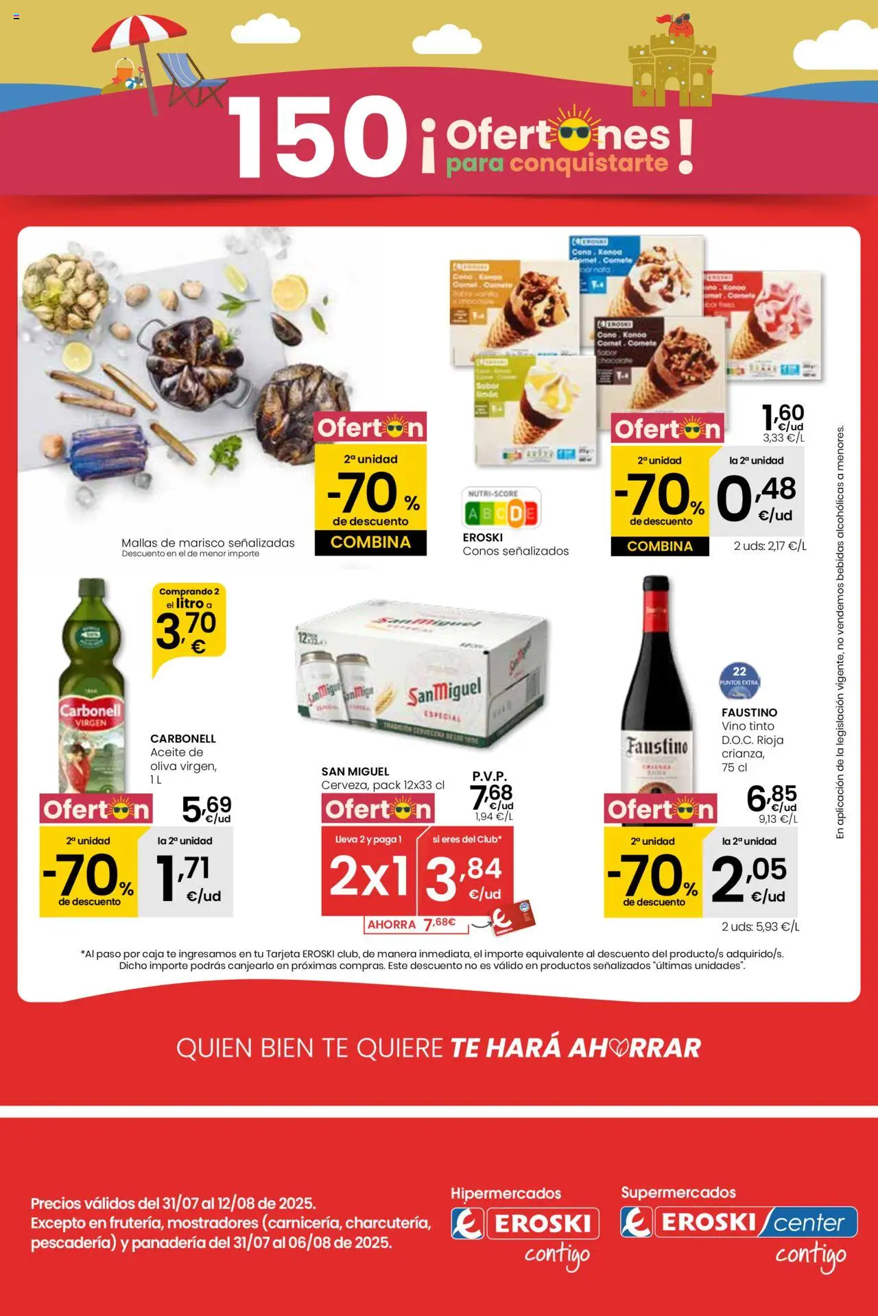 Eroski - Para conquistarte │ válido desde el 31.07.2025 | Página: 1 | Productos: Aceite, Chocolate, Té, Panadería