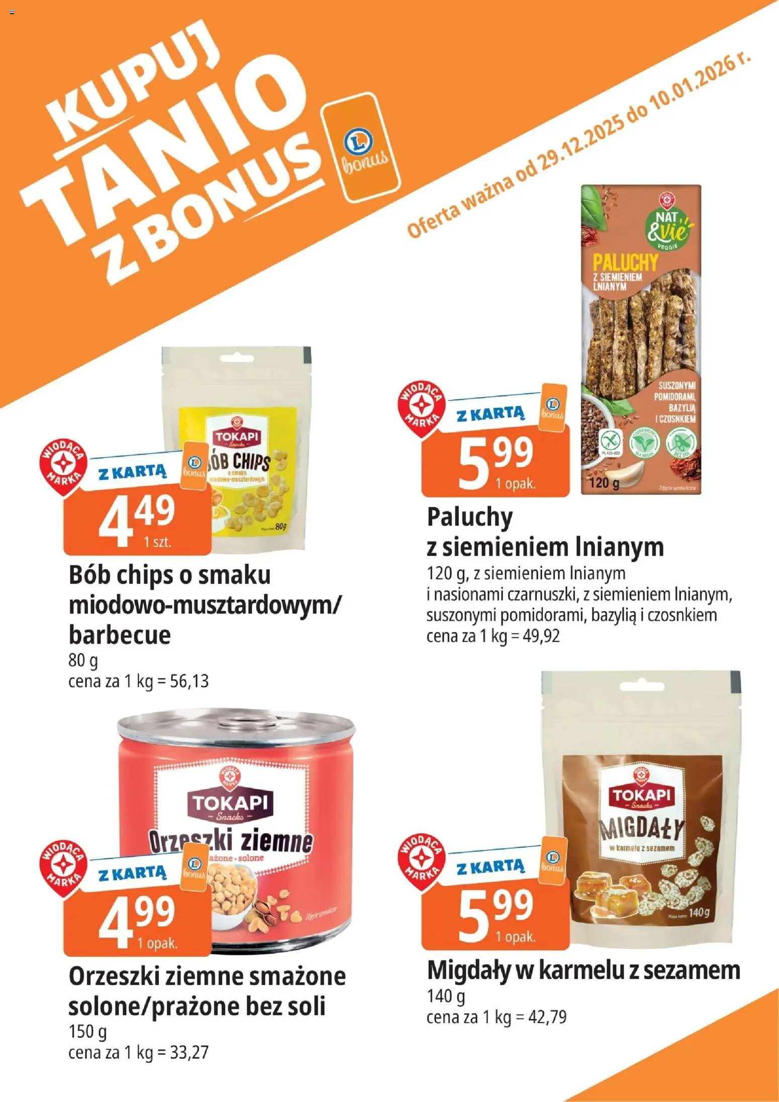 E.Leclerc Gazetka - Kupony dodatkowe od 29.12.2025 | Strona: 10 | Produkty: Karta, Bazylia, Bób, Orzeszki ziemne