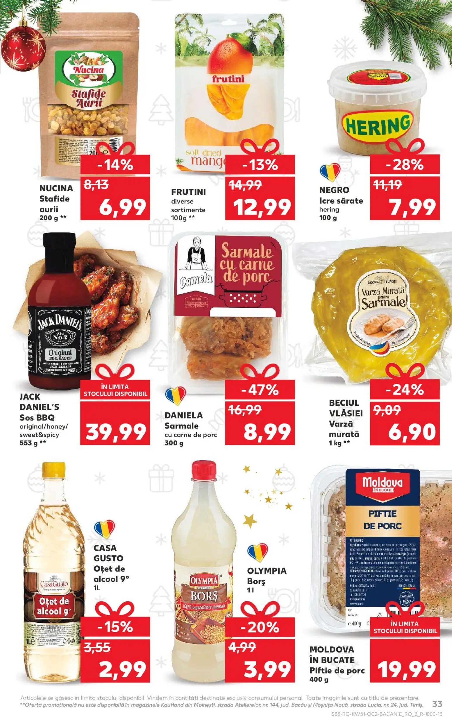 Kaufland RO akciós ujság - amely érvényes a következő dátumtól: 17.12.2025 | Oldal: 33 | Termékek: Whiskey, Hering, Bors, Mangó