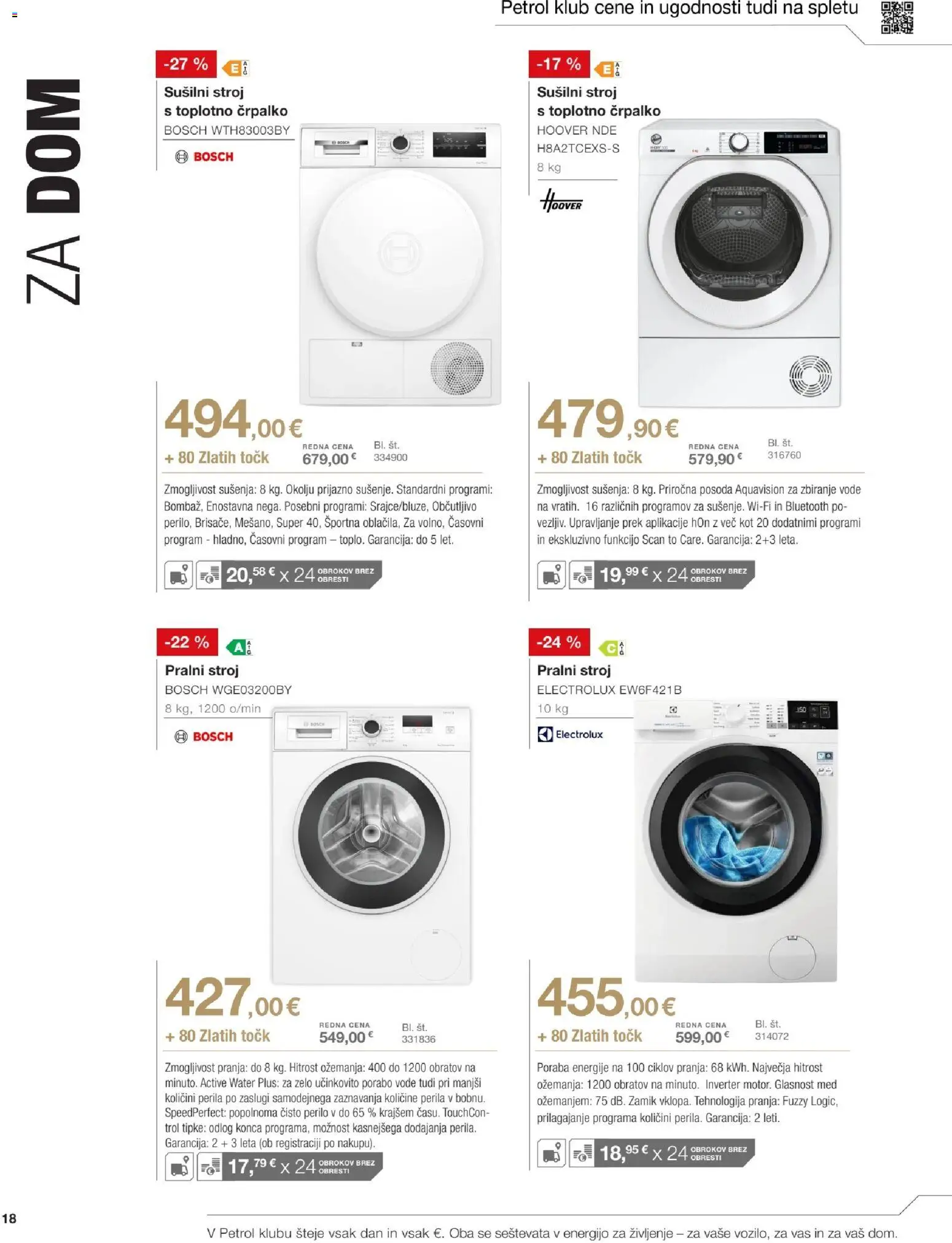 Novi Petrol katalog ponudbe – veljaven od 02.02.2026 | Stran: 18 | Izdelki: Pralni stroj, Susilni stroj