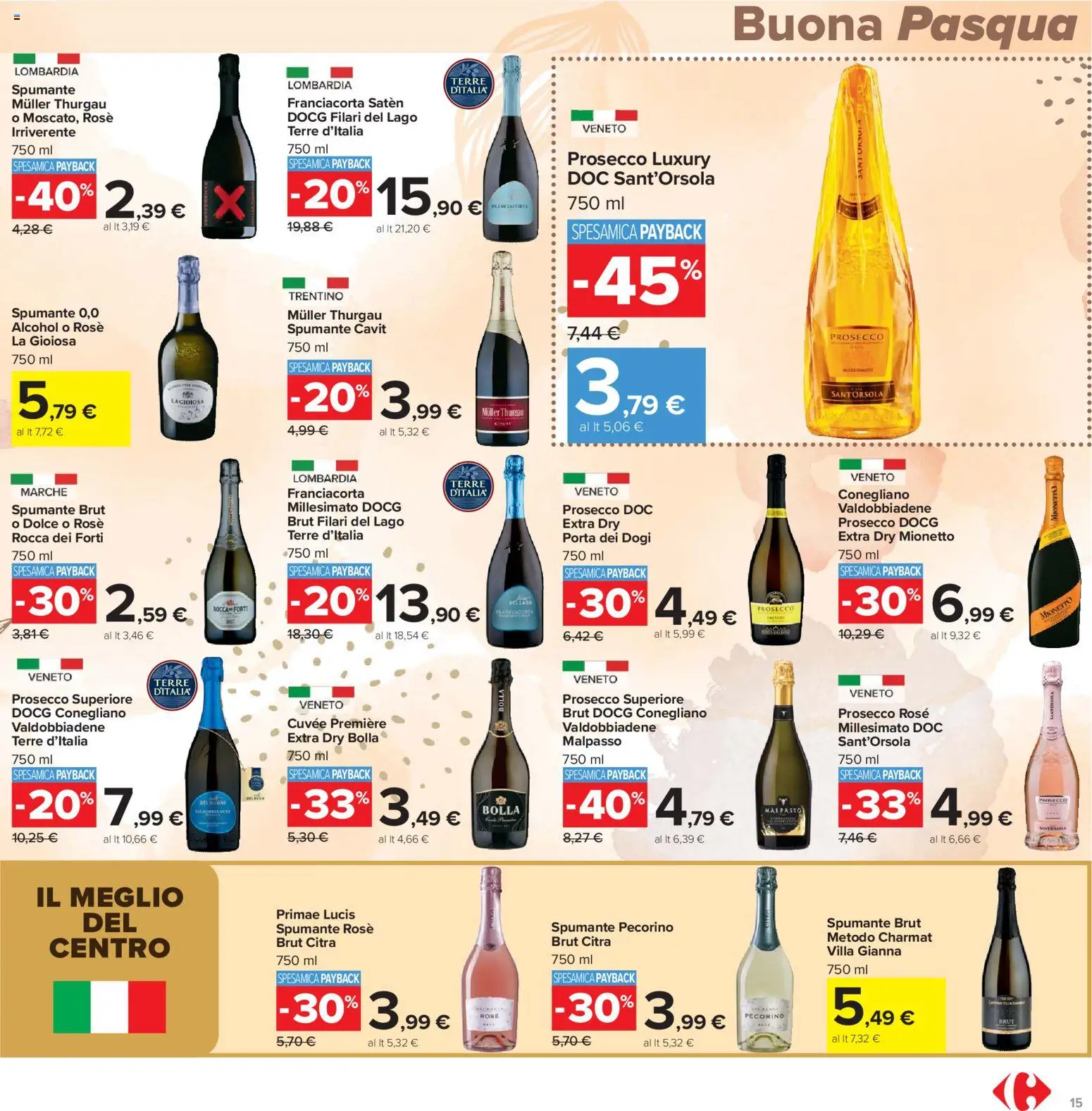 Volantino Carrefour del 24.03.2026 | Pagina: 15 | Prodotti: Prosecco, Spumante, Pecorino