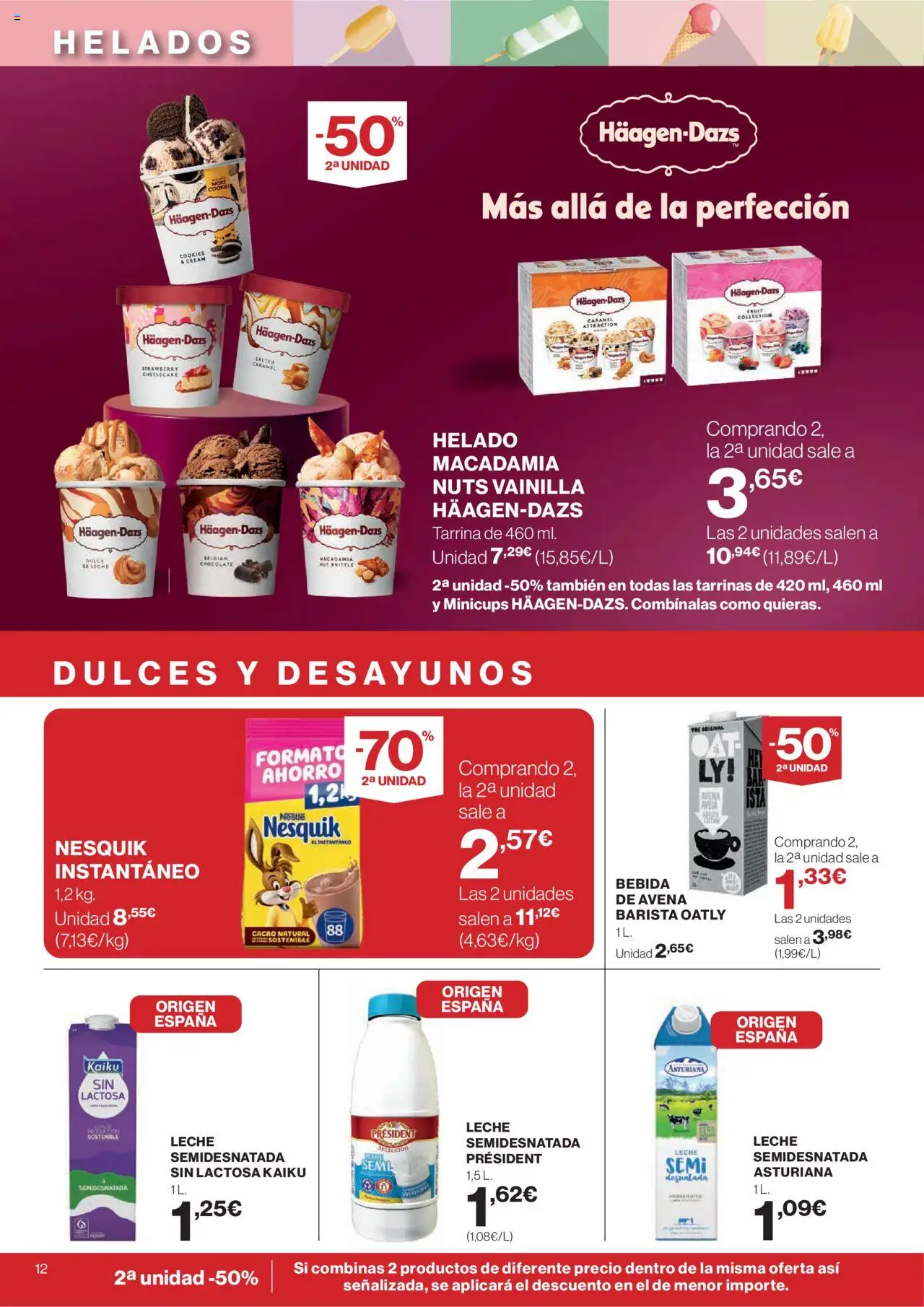 El Corte Inglés ofertas │ válido desde el 31.07.2025 | Página: 12 | Productos: Leche, Chocolate, Helado