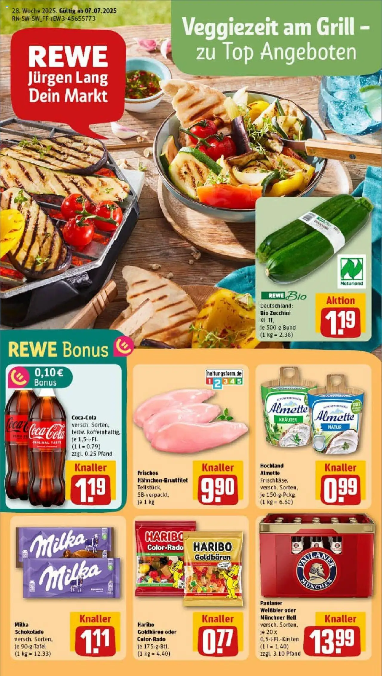Rewe prospekt Korb	 - gültig ab dem 06.07.2025 | Seite: 1 | Produkte: Coca cola, Cola, Schokolade, Weißbier