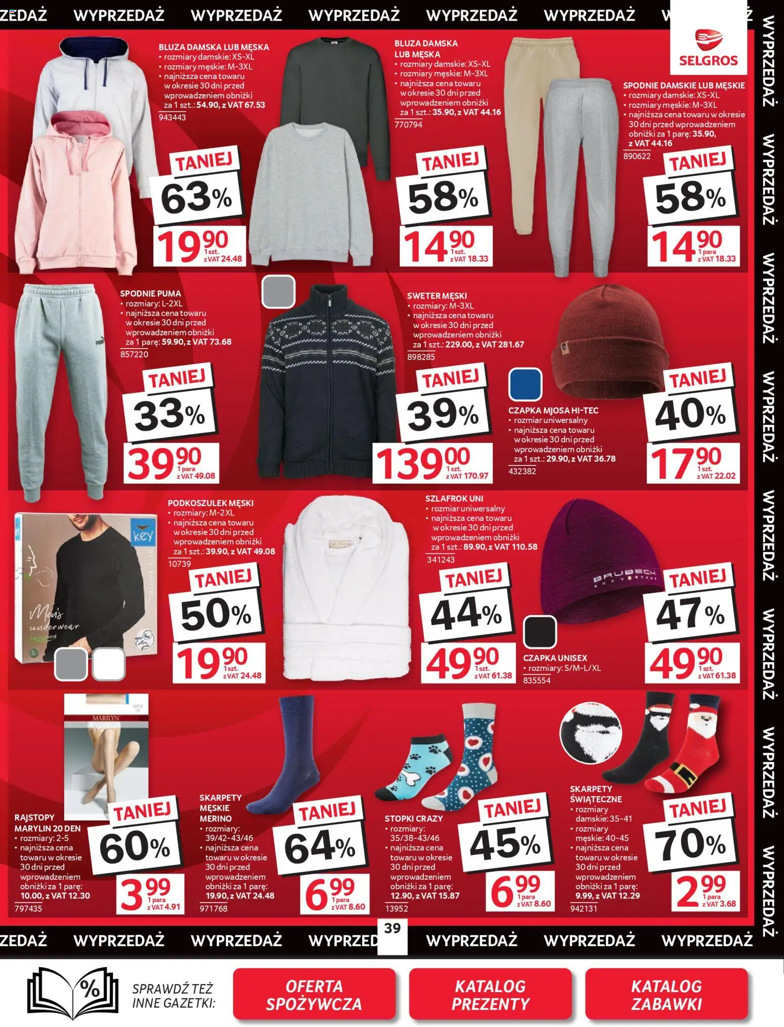 Selgros cash&carry Gazetka - Oferta przemysłowa od 04.12.2025 | Strona: 41 | Produkty: Spodnie, Skarpety, Szlafrok, Rajstopy
