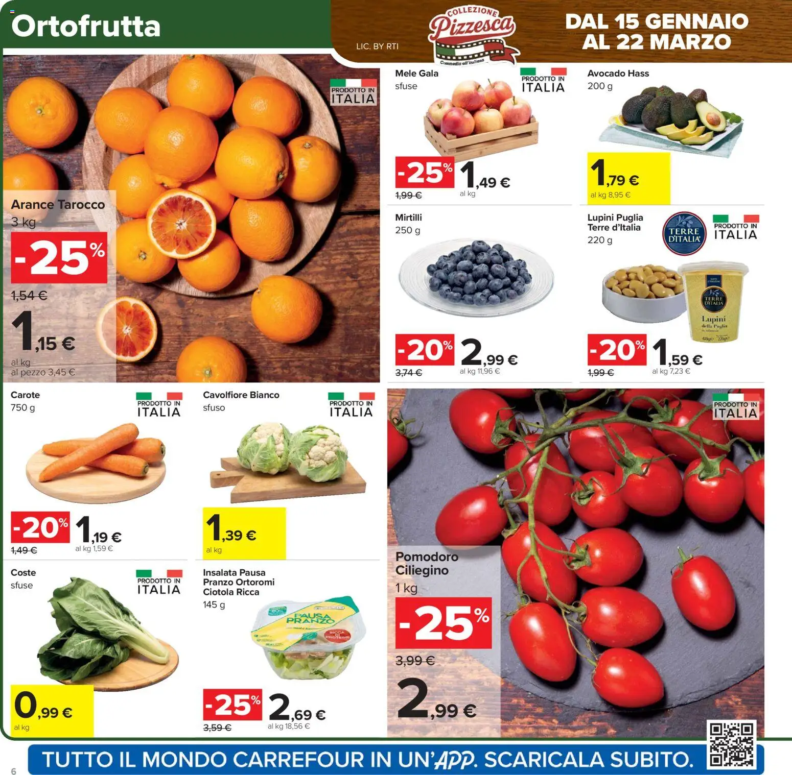Volantino Carrefour del 17.02.2026 | Pagina: 6 | Prodotti: Lupini, Mele, Arance, Pomodoro