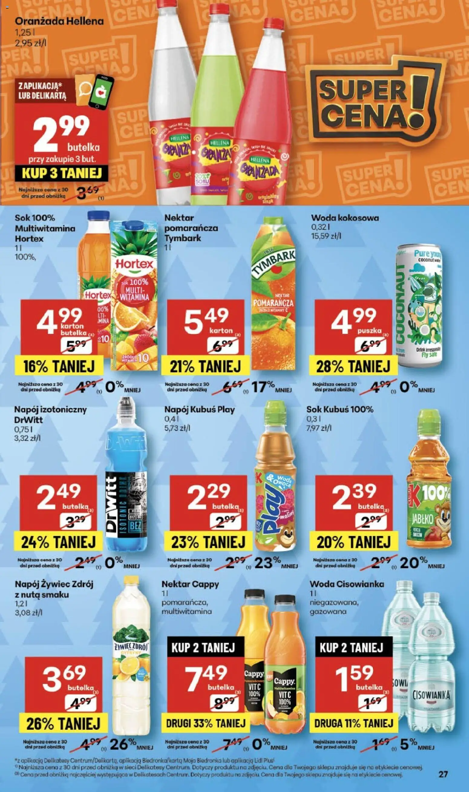 Delikatesy Centrum Gazetka - Sklepy Własne od 27.11.2025 | Strona: 27 | Produkty: Woda kokosowa, Oranżada hellena, Delikatesy, Sok