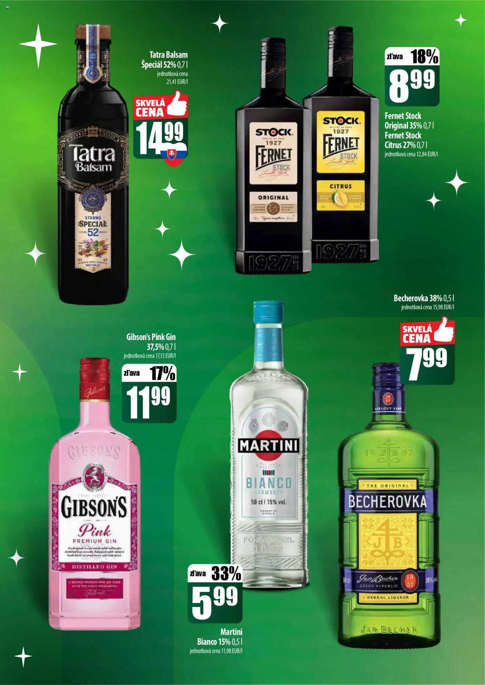 Nové COOP Jednota akcie – leták je platný od 18.12.2025 | Strana: 57 | Produkty: Becherovka, Gin, Fernet, Fernet Stock