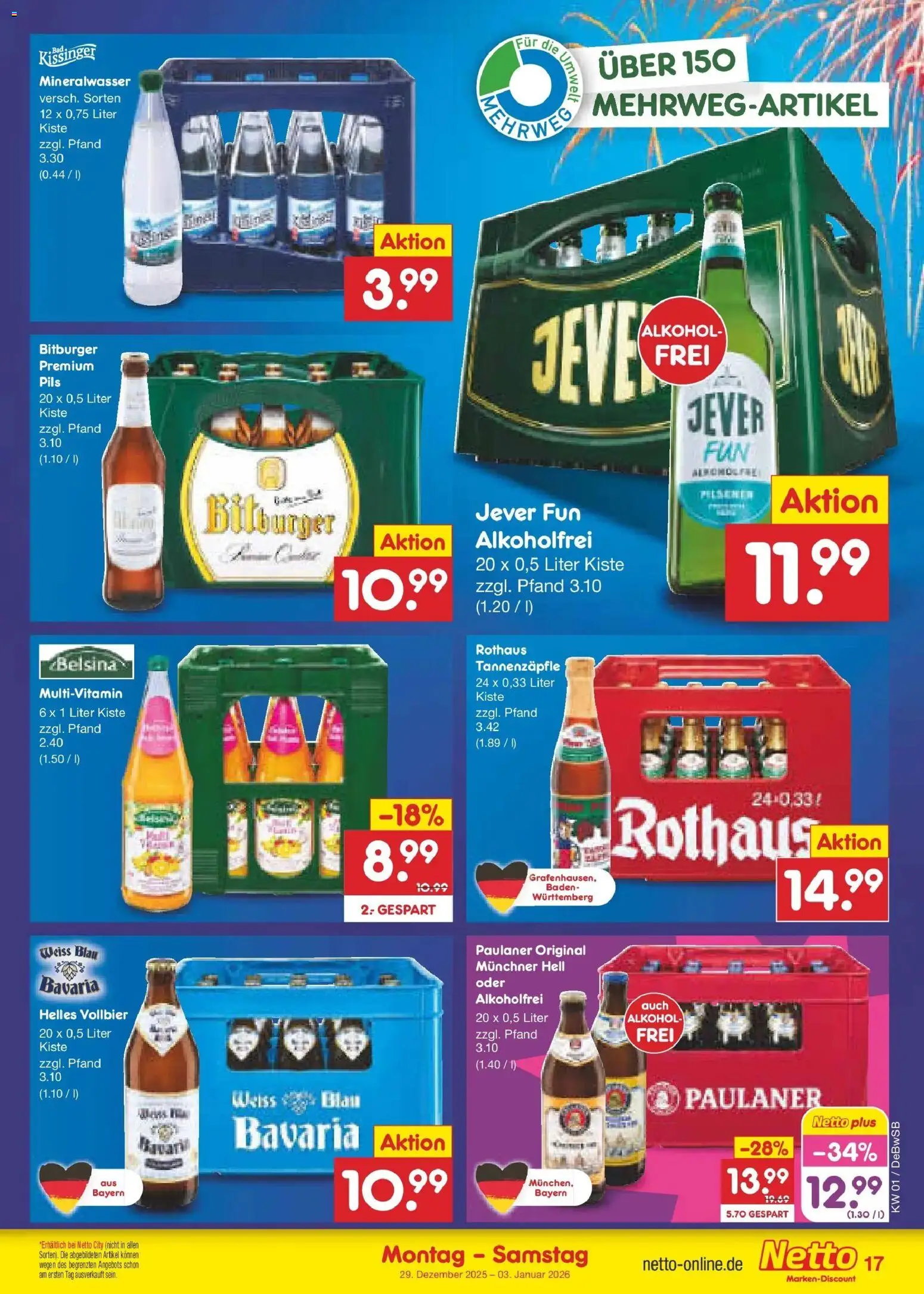 Netto Marken-Discount prospekt Waiblingen-Bittenfeld	 – gültig ab 28.12.2025 | Seite: 17 | Produkte: Bitburger, Pils, Jever, Paulaner