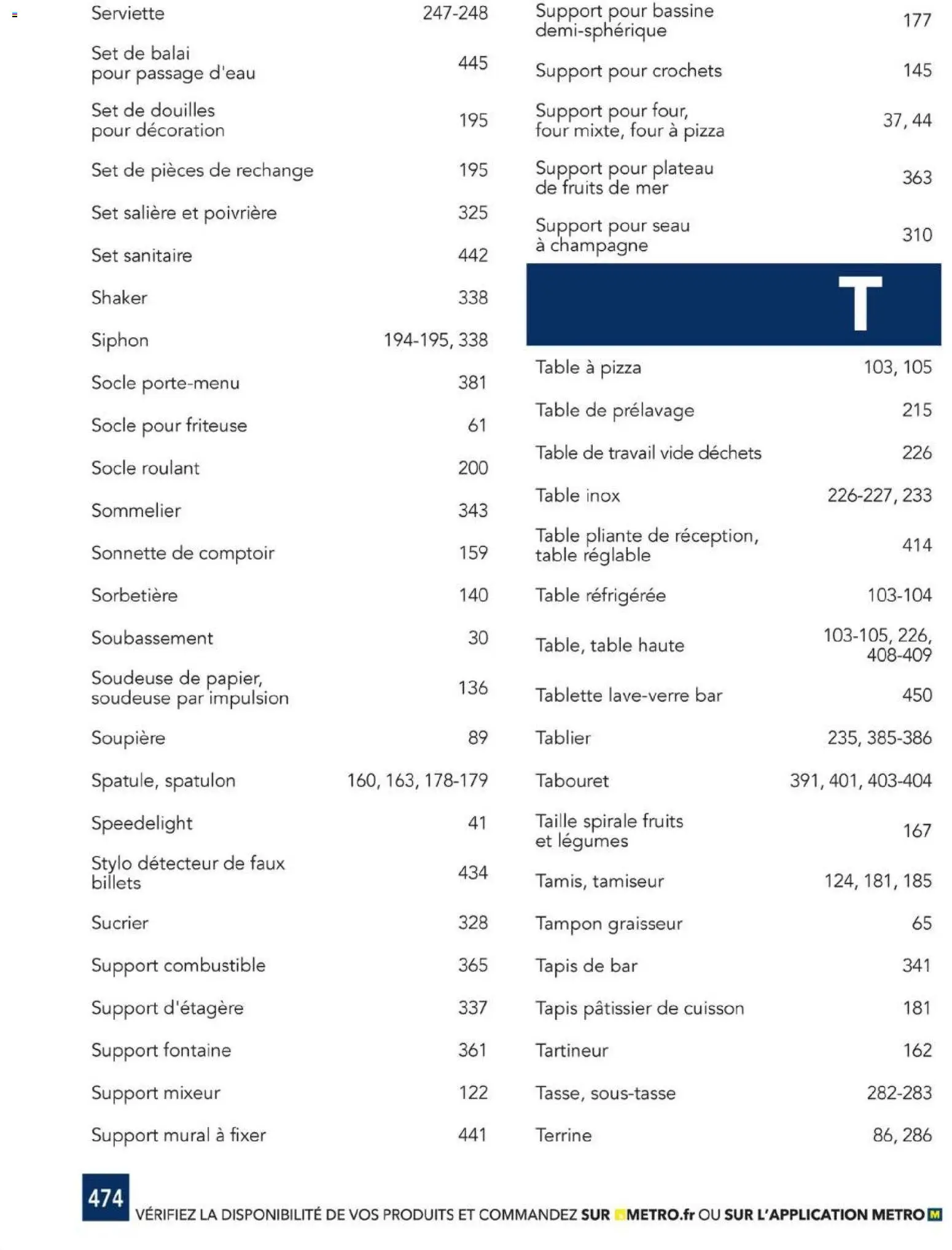 {H1} | Page: 474 | Produits: Mixeur, Tablette, Champagne, Table pliante