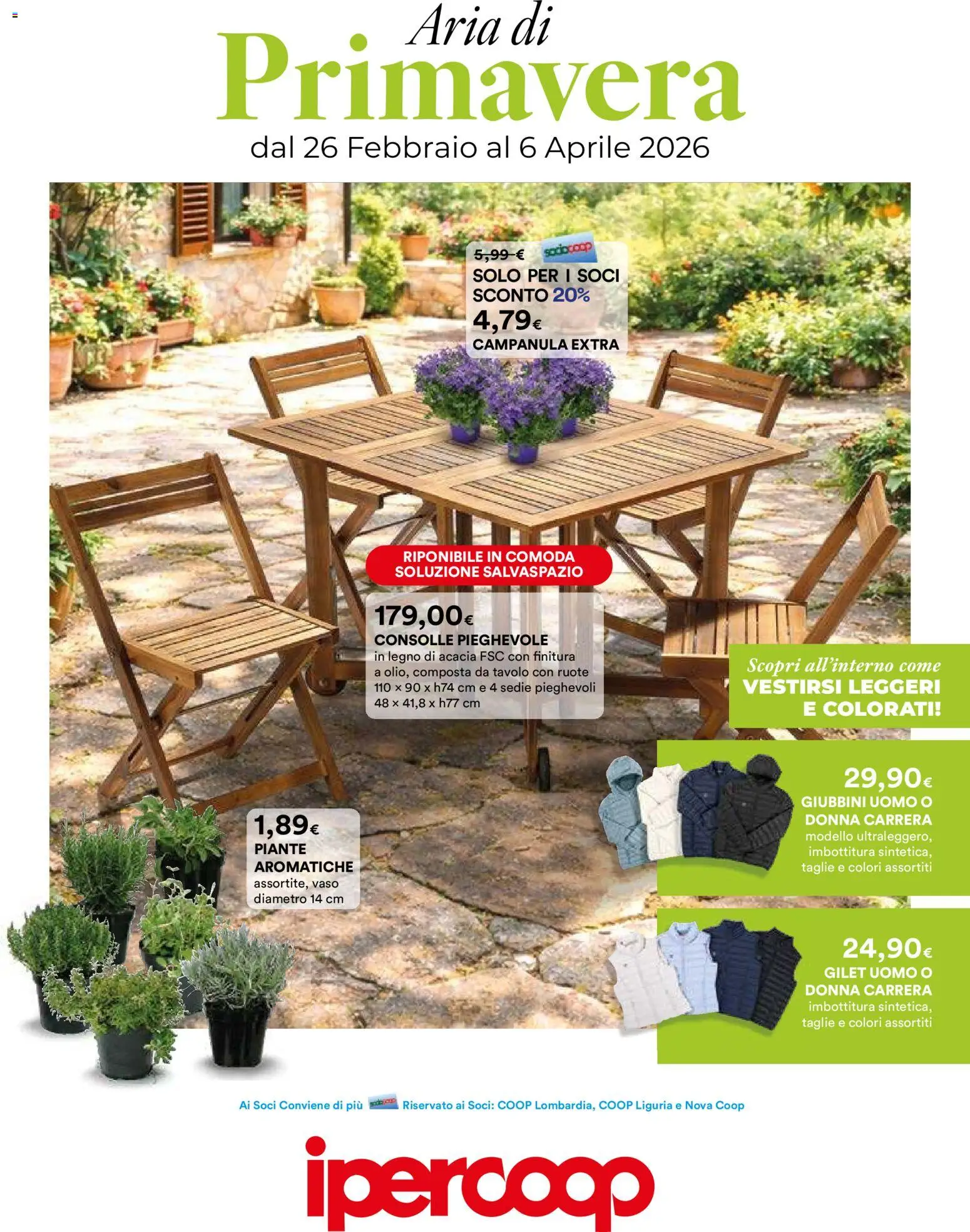 Volantino Ipercoop del 26.02.2026 | Pagina: 1 | Prodotti: Gilet, Tavolo, Vaso