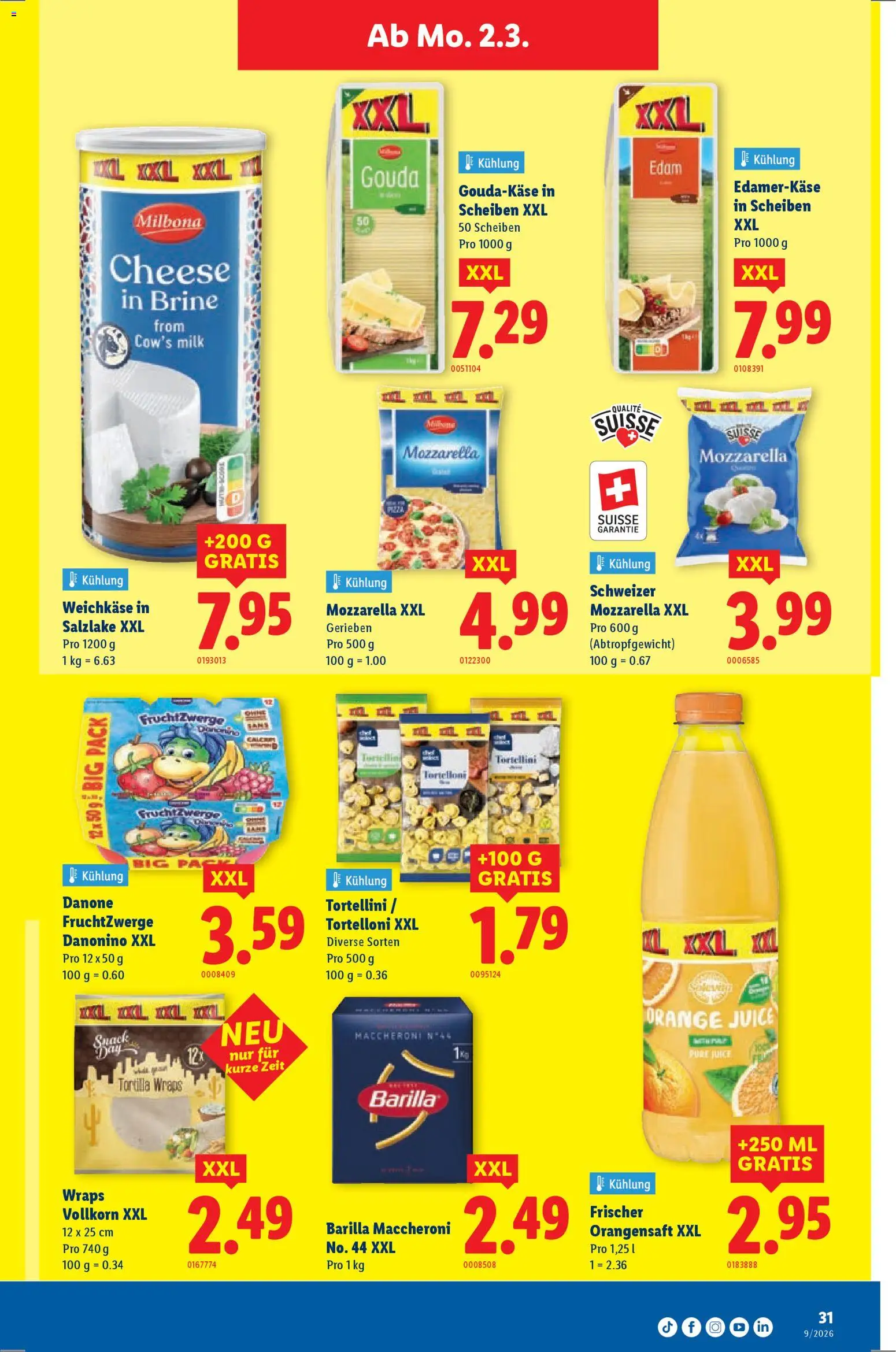 Lidl Aktionen – gültig ab 26.02.2026 | Seite: 31 | Produkte: Barilla, Gouda, Orangensaft