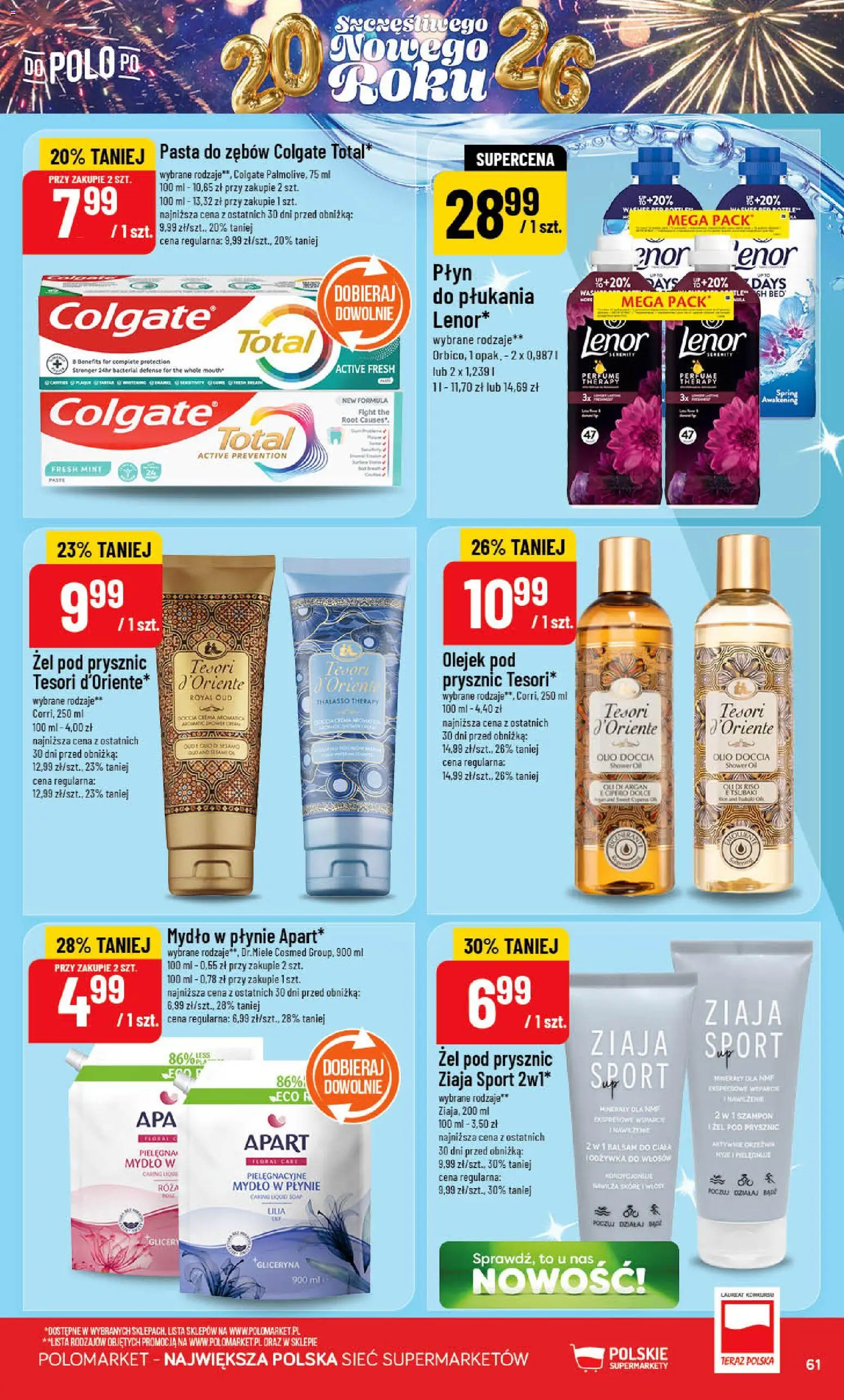 POLOmarket Gazetka od 27.12.2025 | Strona: 61 | Produkty: Mydło w płynie, Prysznic, Szampon, Pasta do zębów