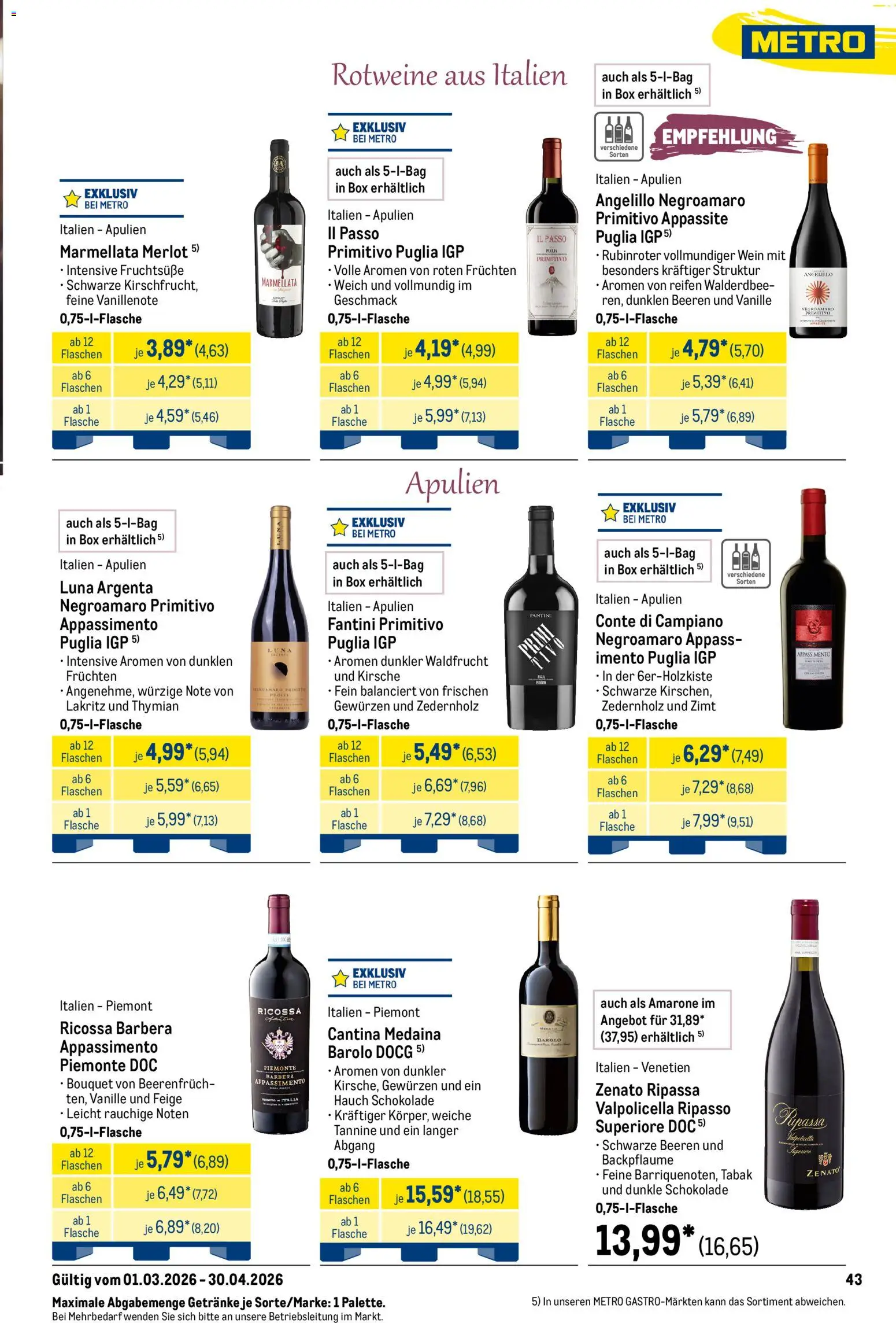 Metro Saisonkatalog Frühlings-Genuss – gültig ab 01.03.2026 | Seite: 43 | Produkte: Schokolade, Merlot, Box, Dunkle schokolade