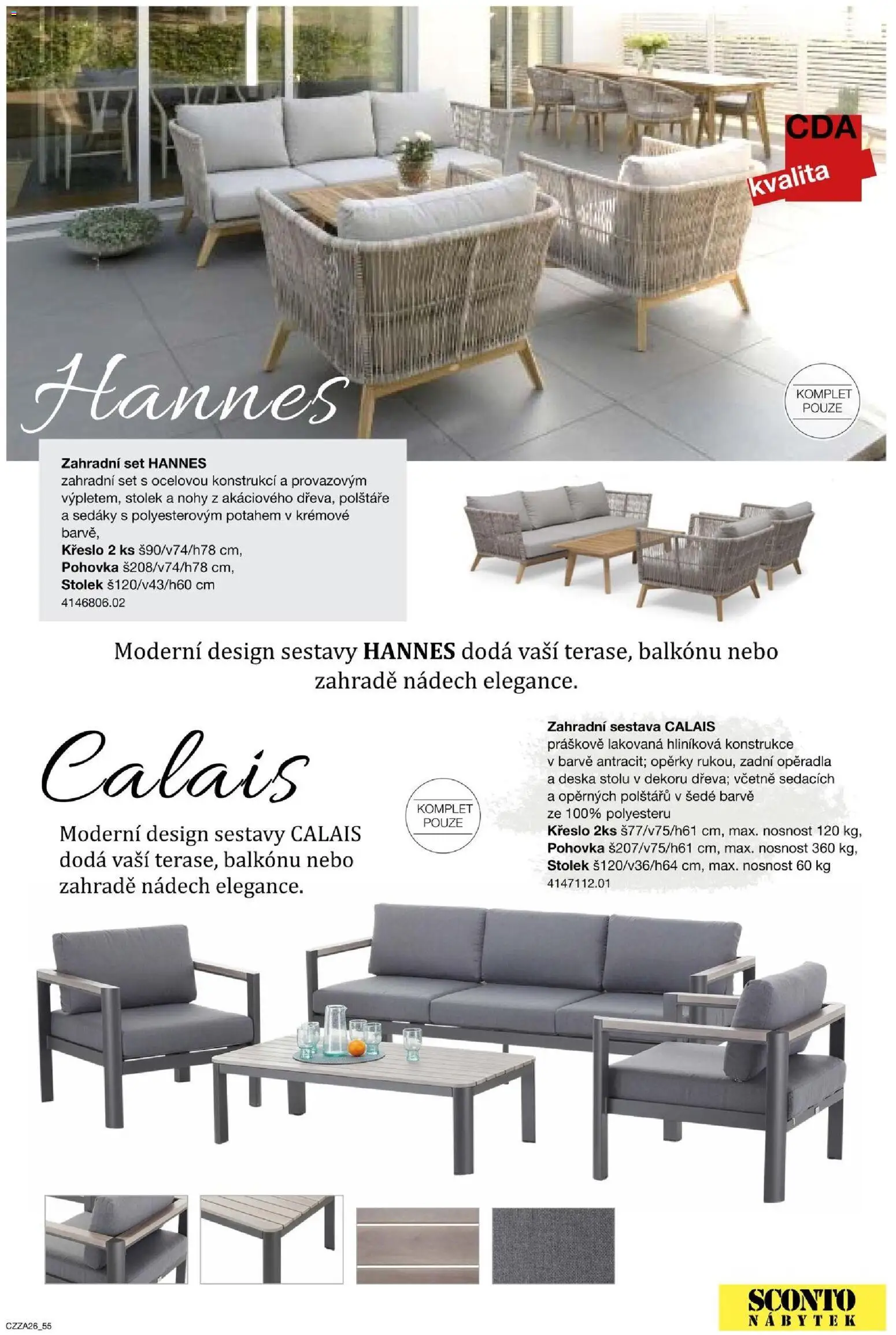 Sconto nábytek katalog - Zahradní speciál od 01.01.2026 | Strana: 55 | Produkty: Polštáře, Pohovka, Křeslo, Stolek