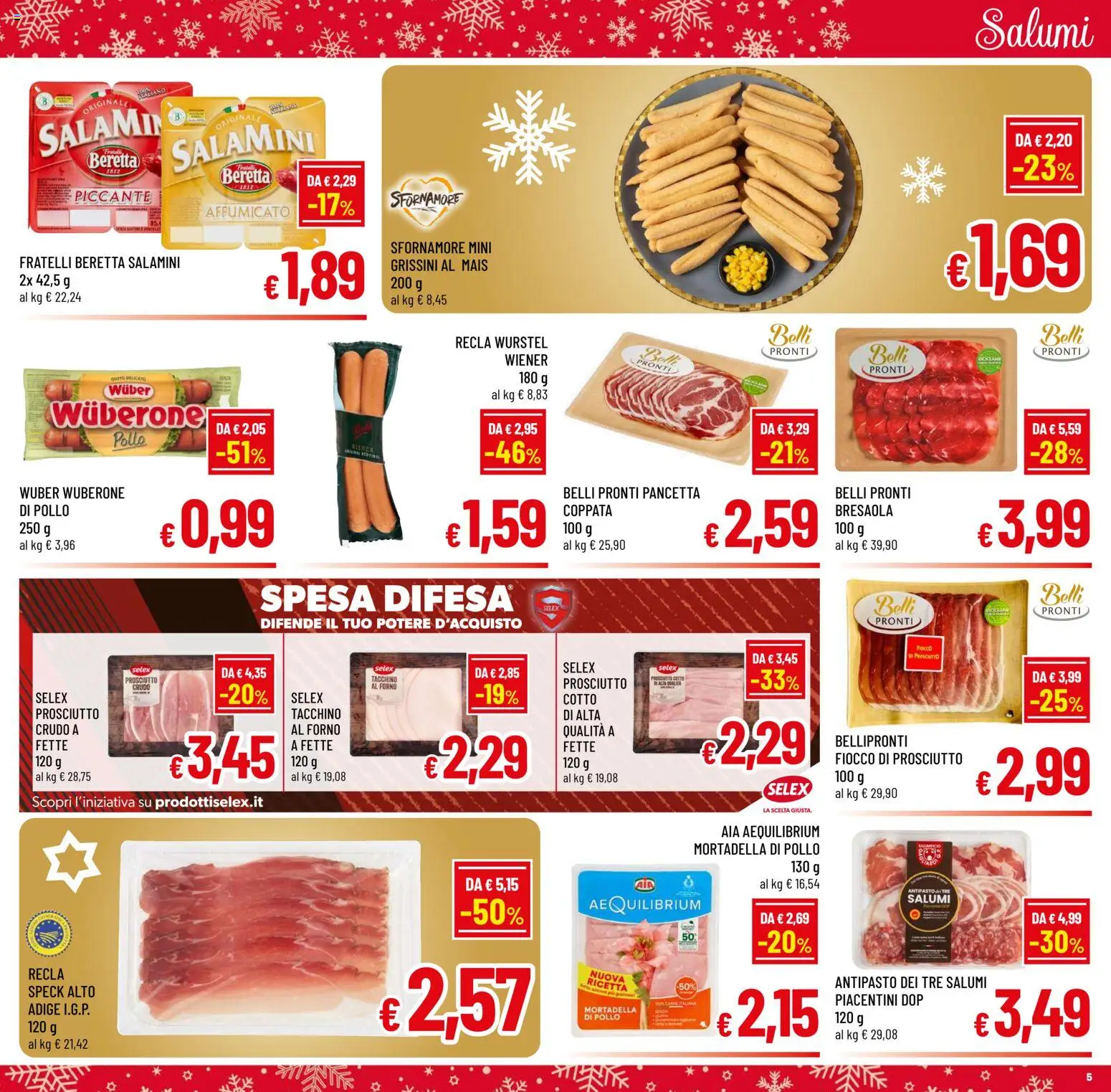 Volantino A&O del 10.12.2025 | Pagina: 5 | Prodotti: Pancetta, Tacchino, Wurstel, Forno
