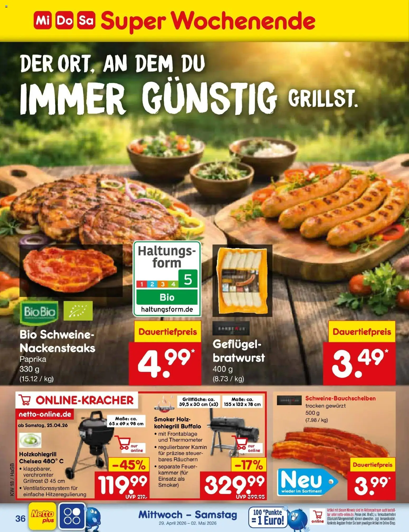 Netto Marken-Discount Prospekt Wuppertal	 – gültig ab 27.04.2026 | Seite: 52 | Produkte: Nackensteaks, Kamin, Bratwurst, Paprika