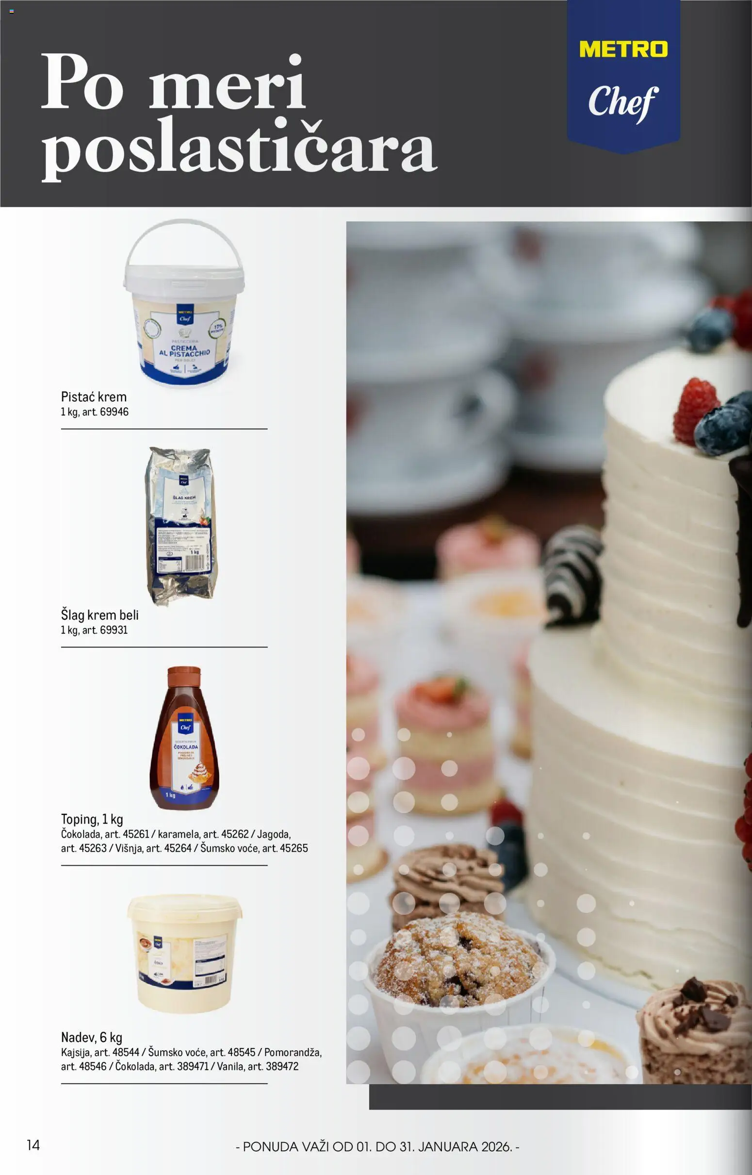 Metro katalog - važi od 01.01.2026 | Strana: 14 | Proizvode: Šlag, Šlag krem, Čokolada