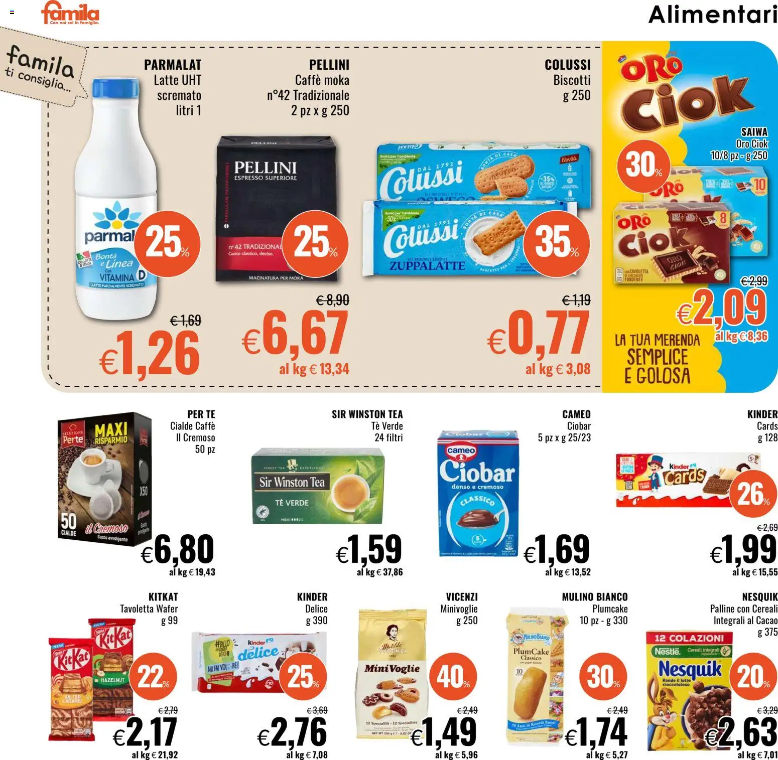 Volantino Famila del 19.02.2026 | Pagina: 12 | Prodotti: Biscotti, Latte, Cacao, Latte parzialmente scremato
