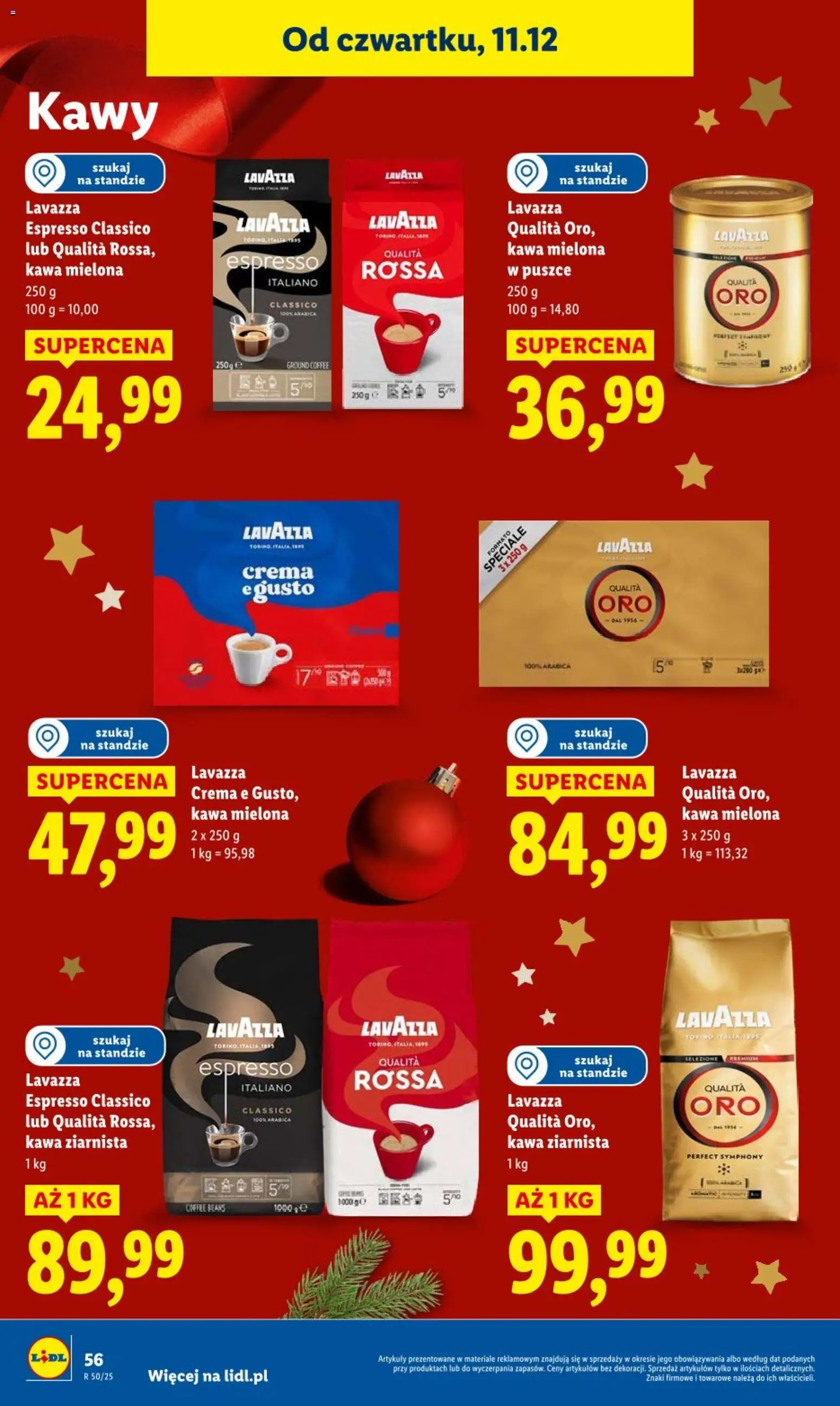 Lidl Gazetka od 11.12.2025 | Strona: 56 | Produkty: Lavazza crema, Kawa ziarnista, Lavazza, Kawa