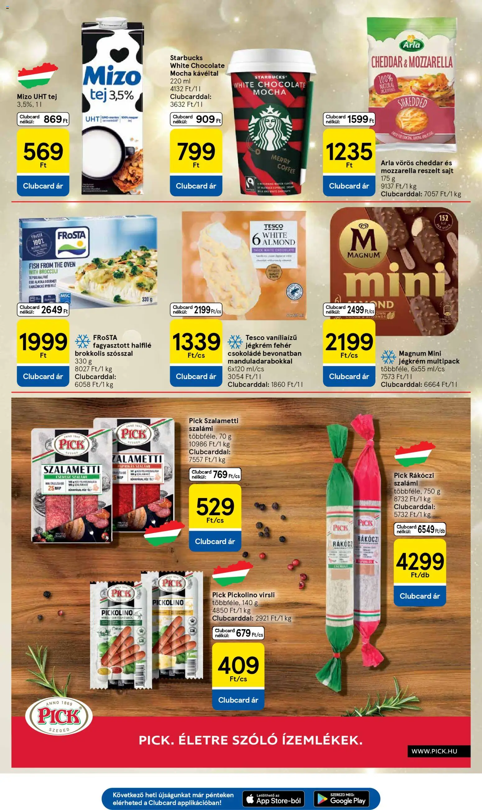 Tesco akciós ujság - amely érvényes a következő dátumtól: 06.11.2025 | Oldal: 17 | Termékek: Mozzarella, Magnum, Sajt, Cheddar