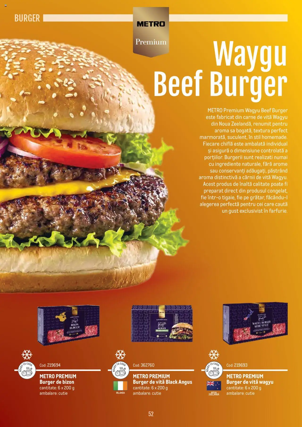 Noul catalog Metro – valabil de la 14.11.2024 | Pagină: 52 | Produse: Cutie, Chiflă, Carne De Vită, Burger