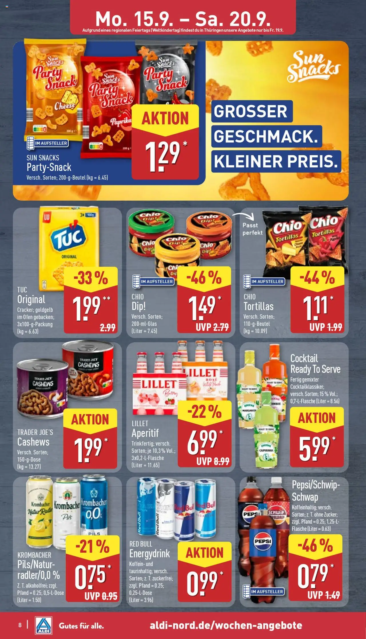 Aldi Prospekt 	 – gültig ab 15.09.2025 | Seite: 8 | Produkte: Ofen, Paprika, Krombacher, Pepsi