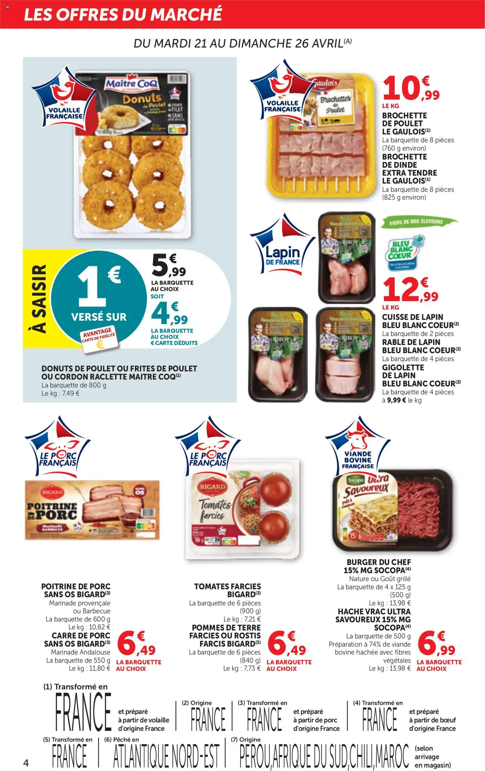 {H1} | Page: 4 | Produits: Poitrine de porc, Frites, Raclette, Viande